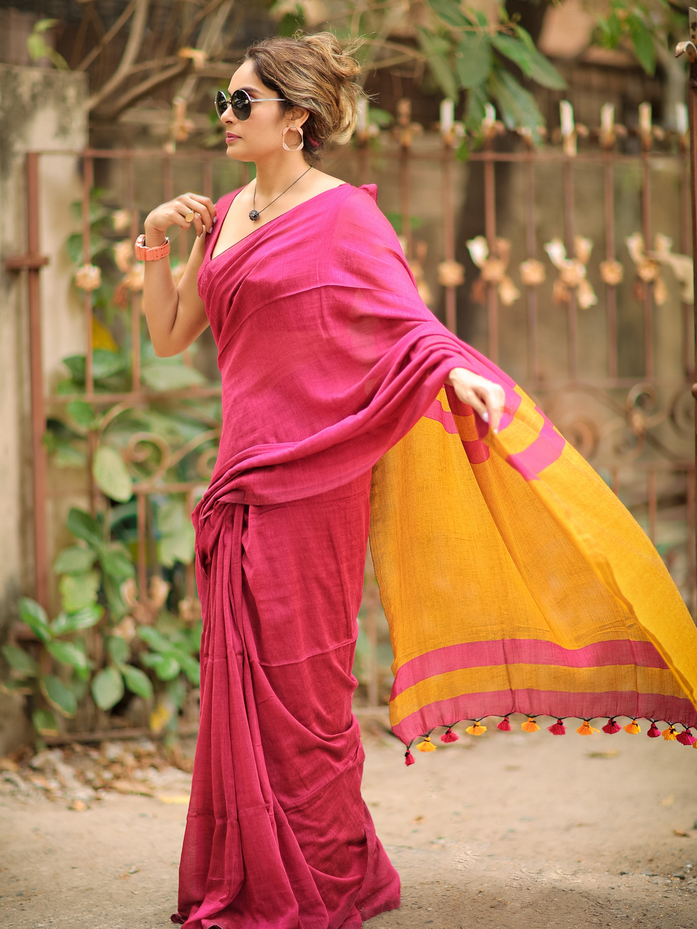 Flamingo Flair (Soft Cotton Saree)