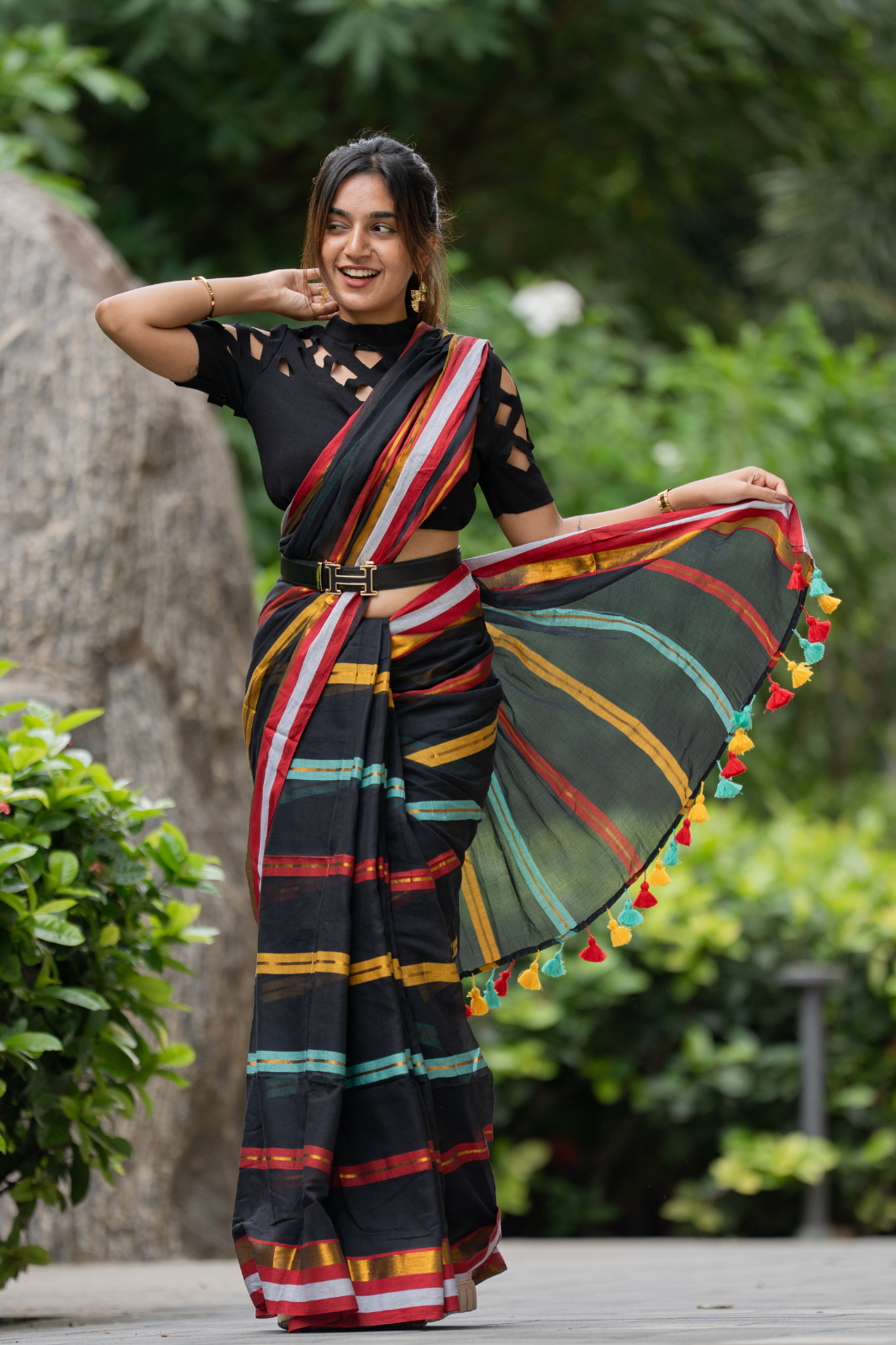 Midnight Riot (Mul Cotton Saree)