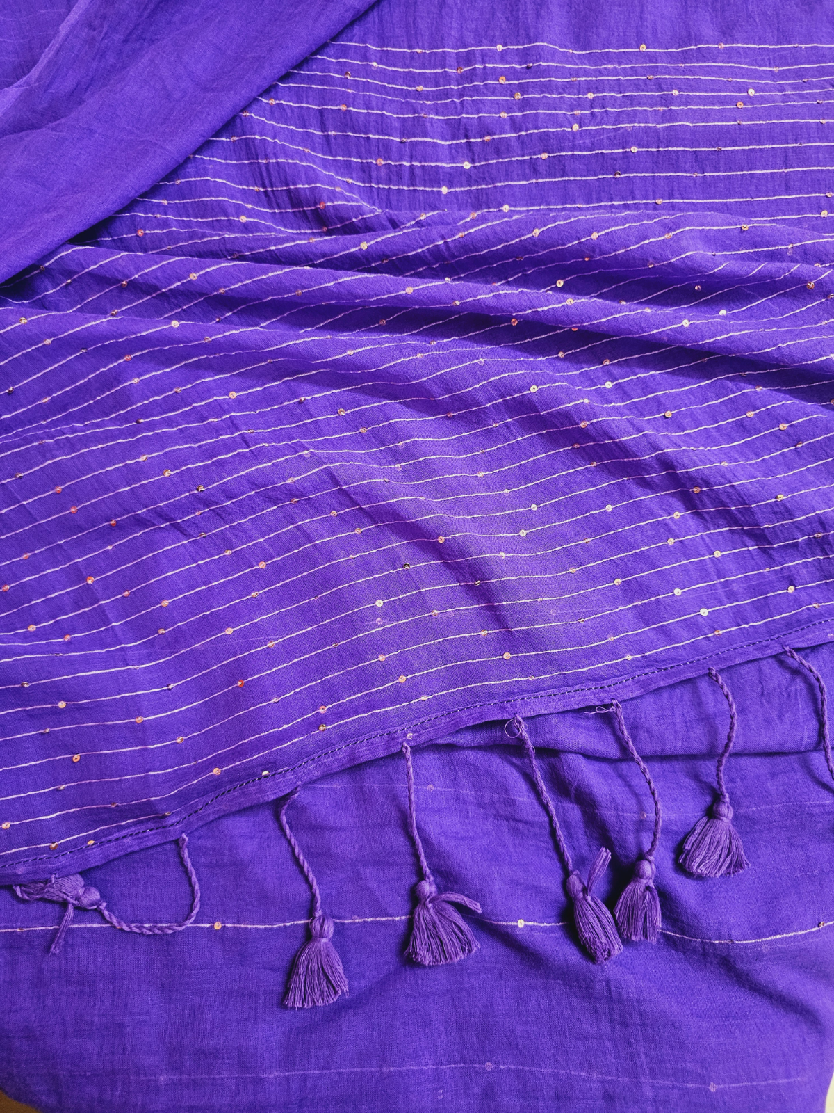 Amethyst Elegance (Pure Mul Cotton Saree)