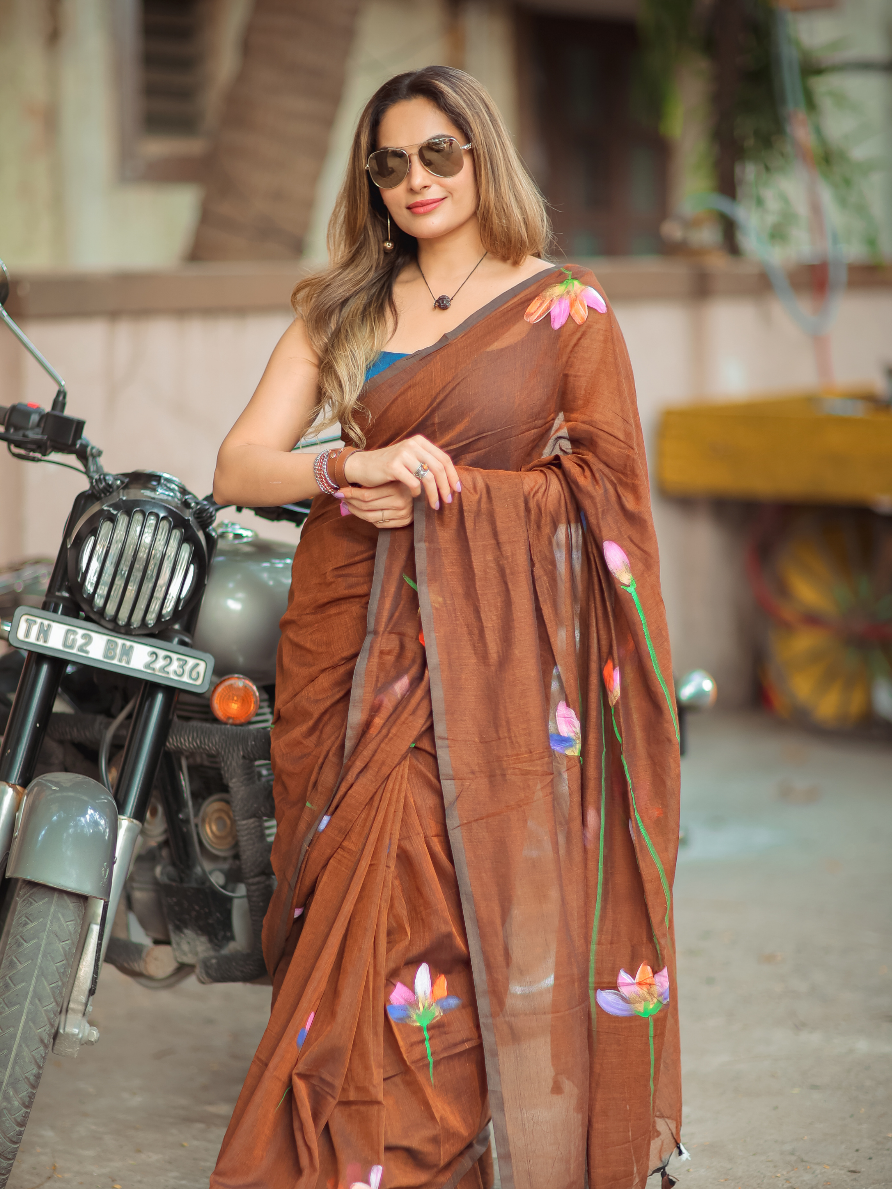 Tamarind Tango (Pure Mul Cotton Saree)