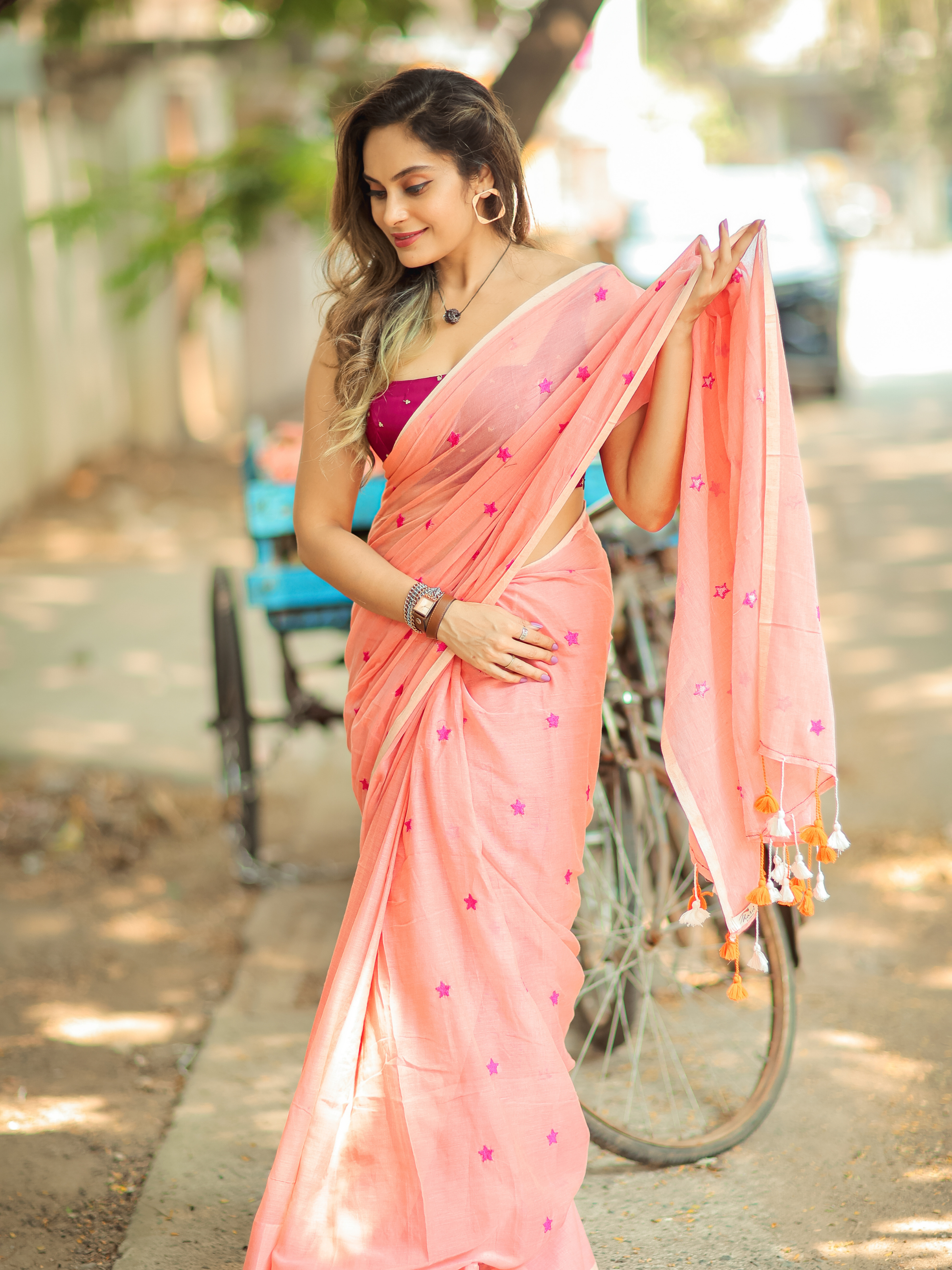 Peach Parley (Pure Mul Cotton Saree)