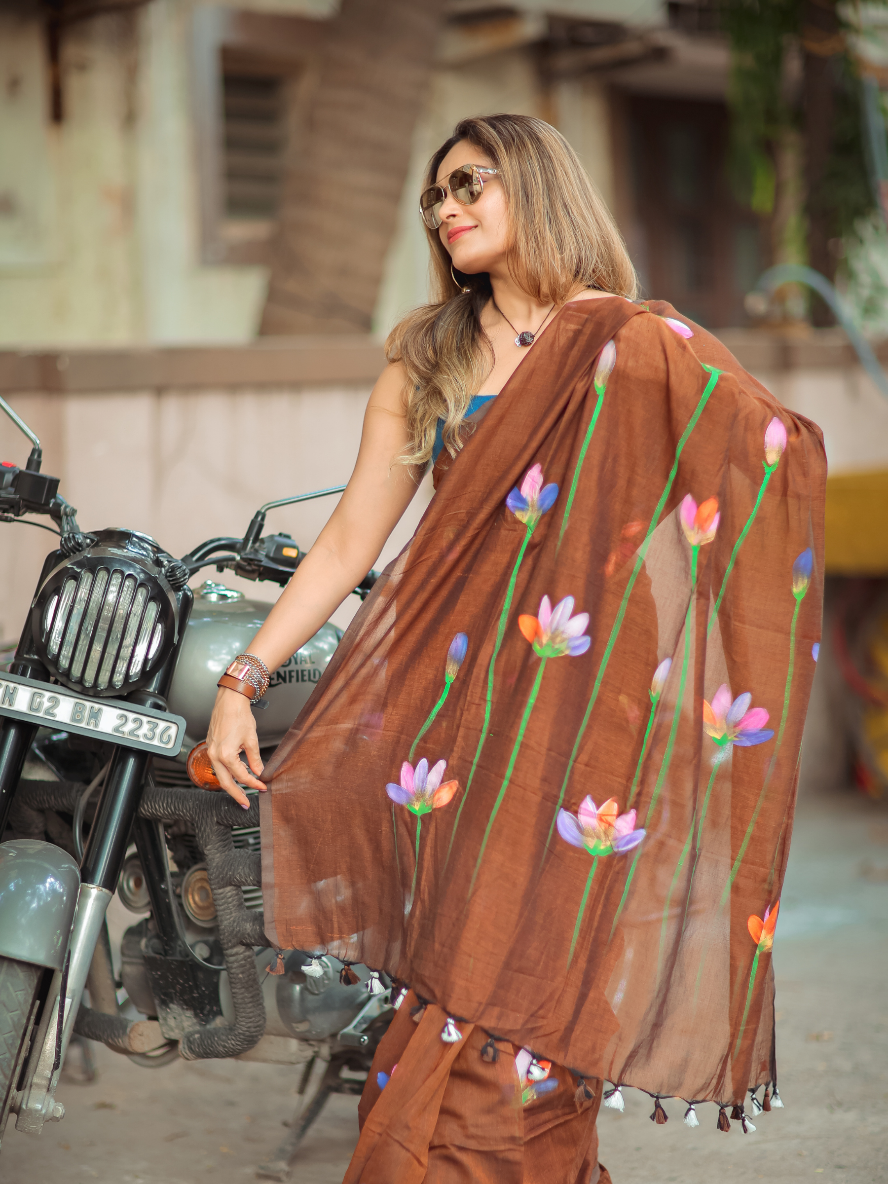 Tamarind Tango (Pure Mul Cotton Saree)