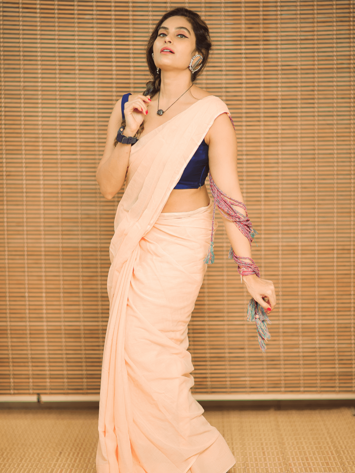 Braided Phenomena (Pure Mul Cotton Saree + Running Blouse Fabric)