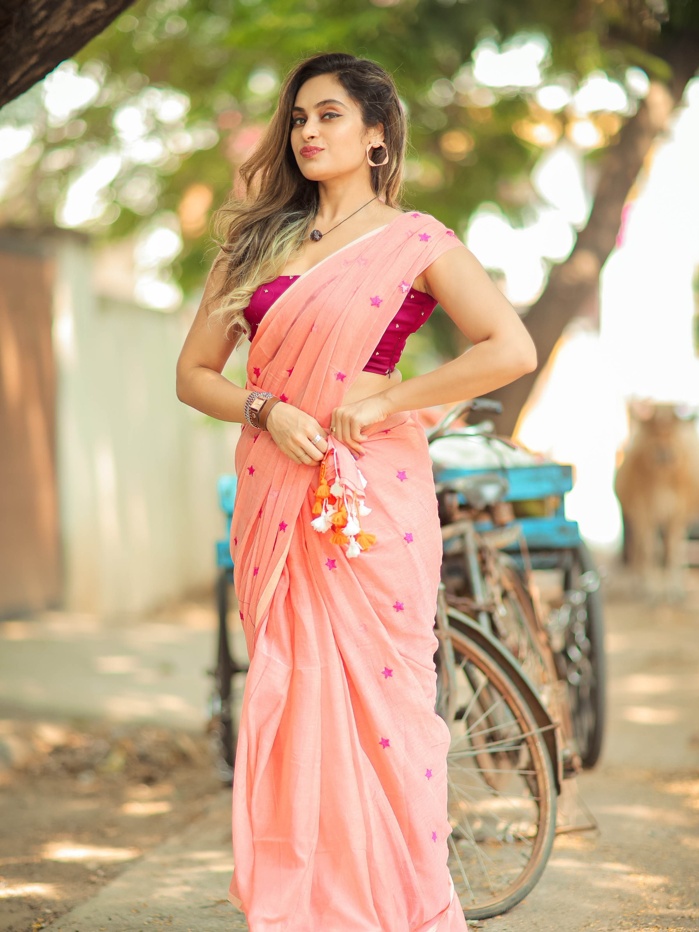 Peach Parley (Pure Mul Cotton Saree)