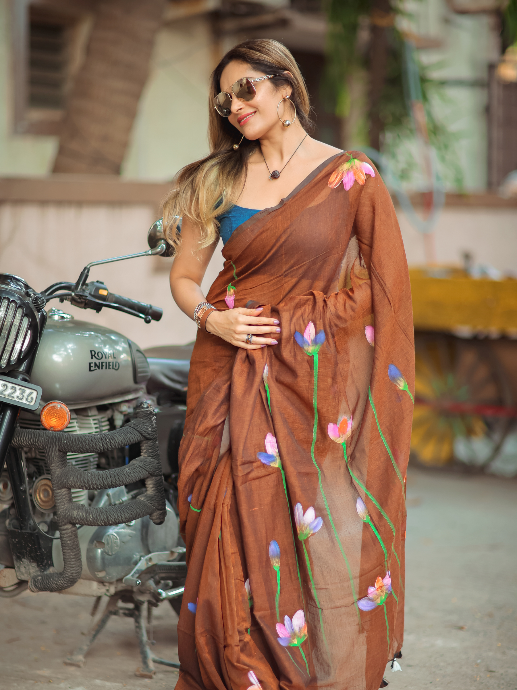 Tamarind Tango (Pure Mul Cotton Saree)