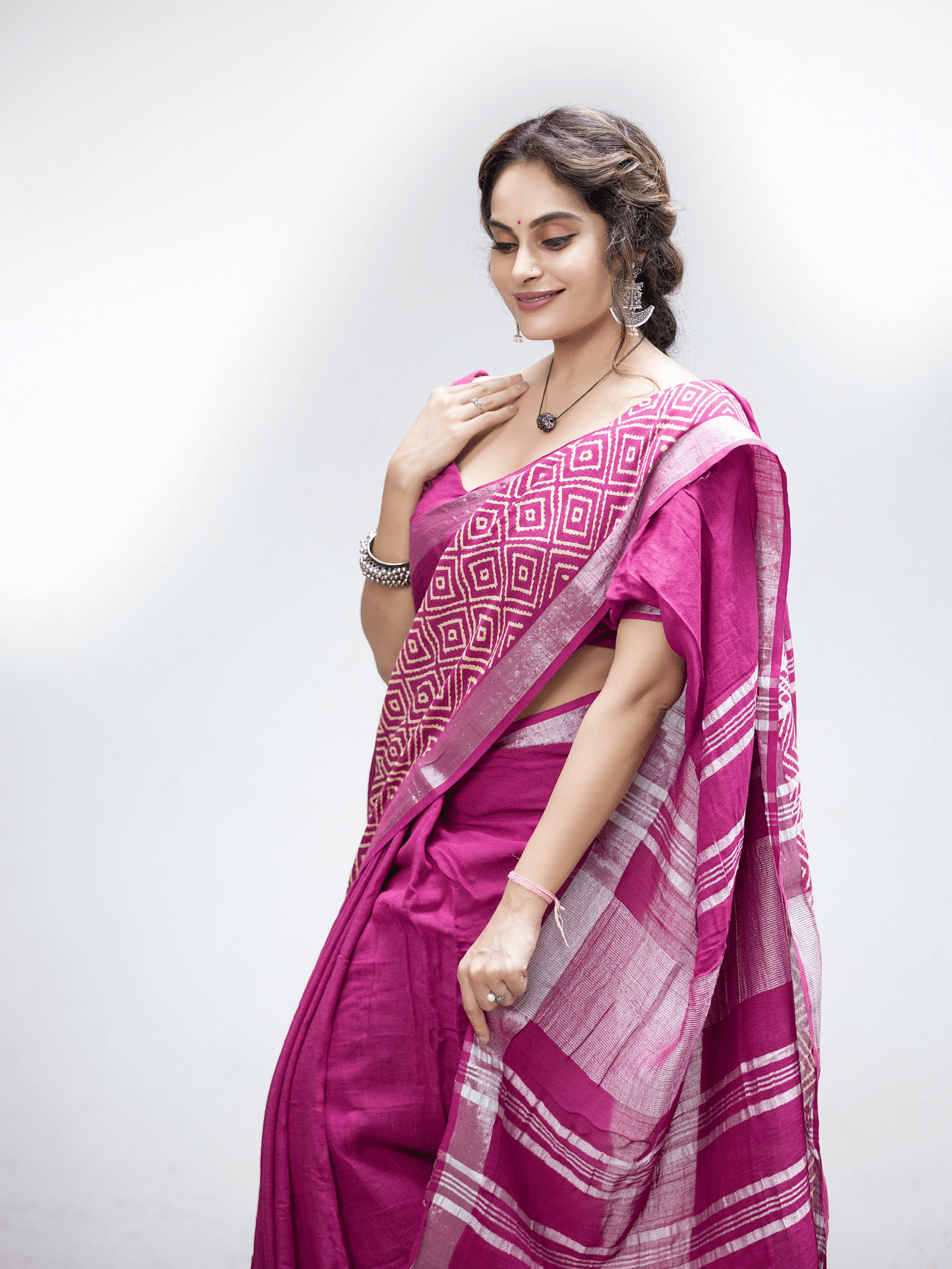 Rose Ras Malai (Saree + Unstitched Blouse Piece)