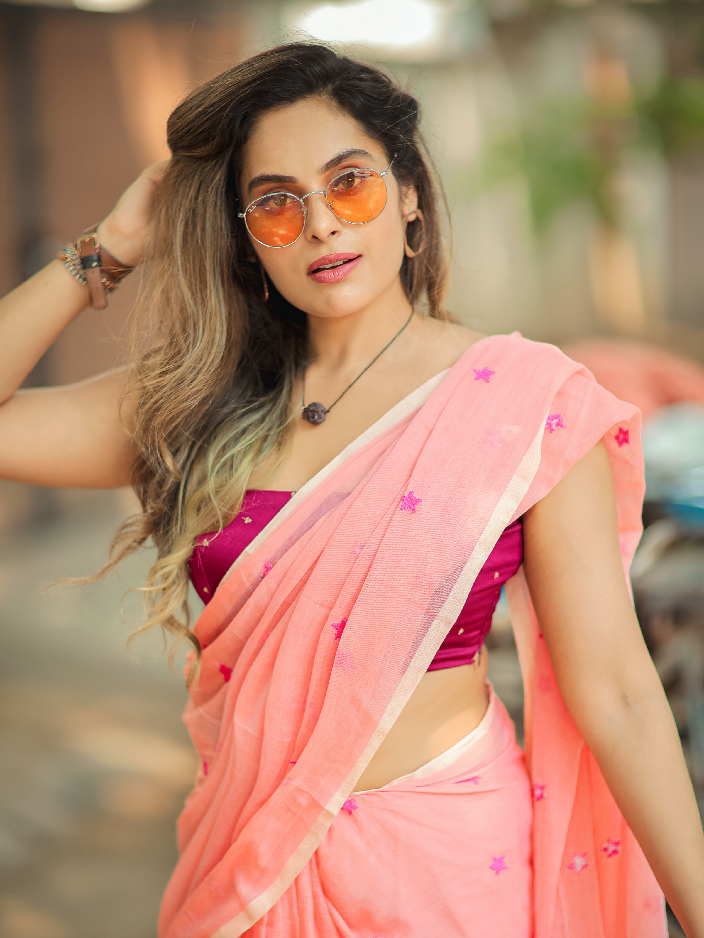 Peach Parley (Pure Mul Cotton Saree)