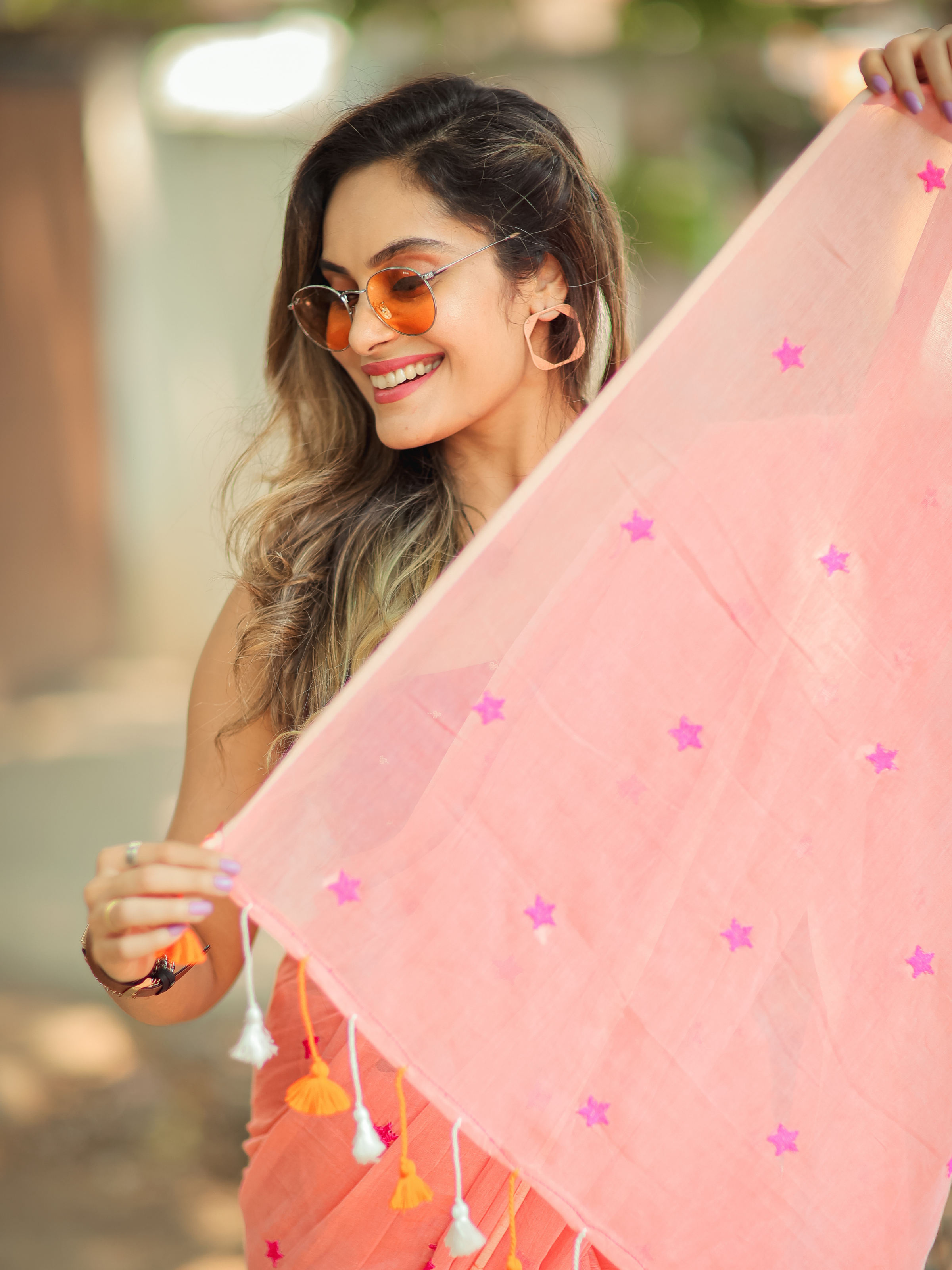 Peach Parley (Pure Mul Cotton Saree)