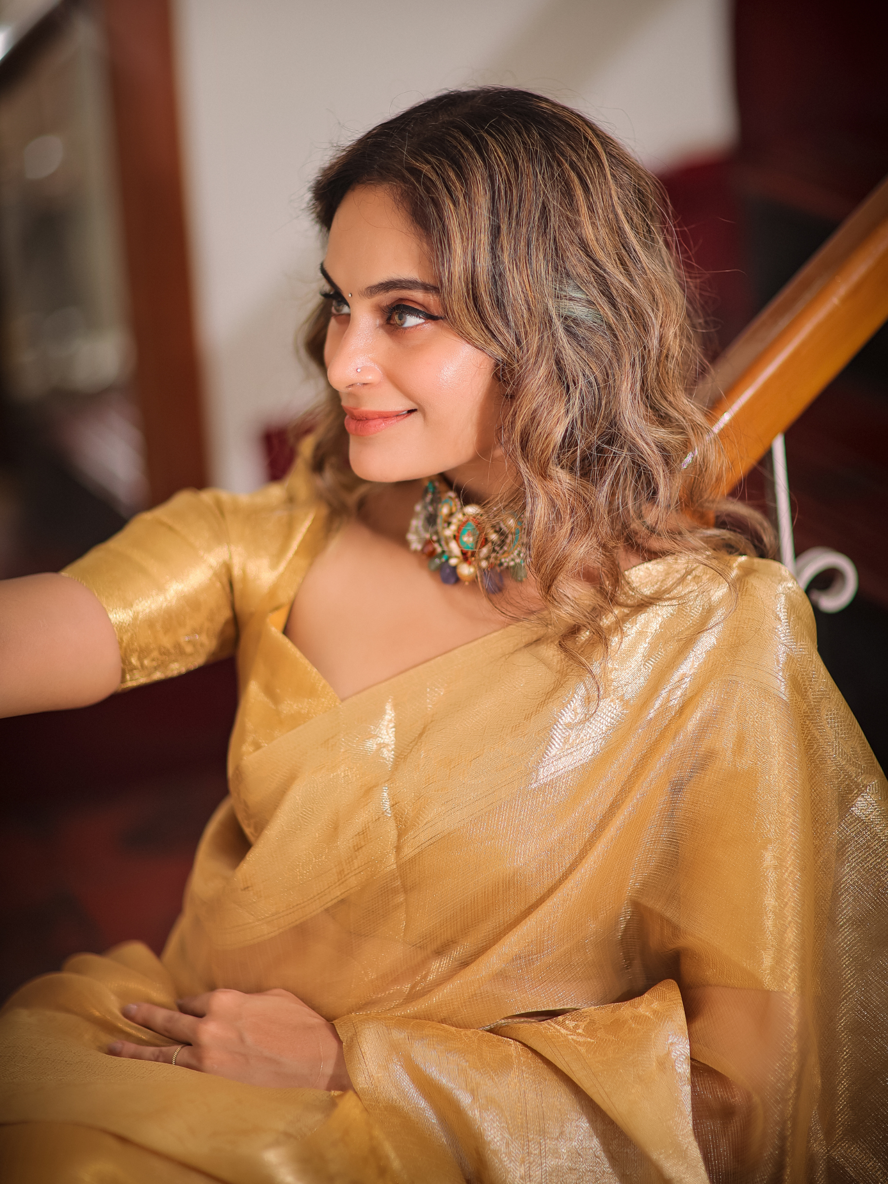 Glorious Marigold (Kora Tissue Silk Saree + Unstitched Blouse Piece)