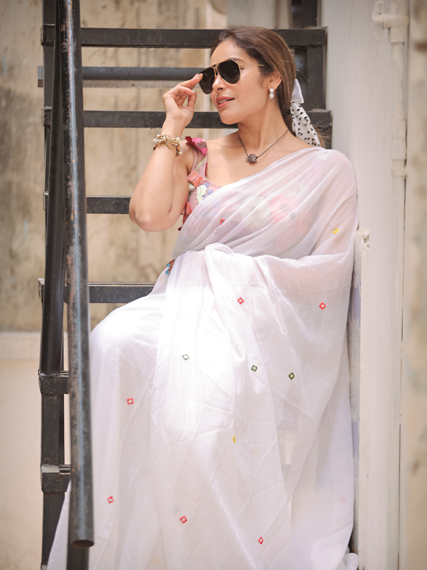 Twinkling Chand (Pure Mul Cotton Saree)