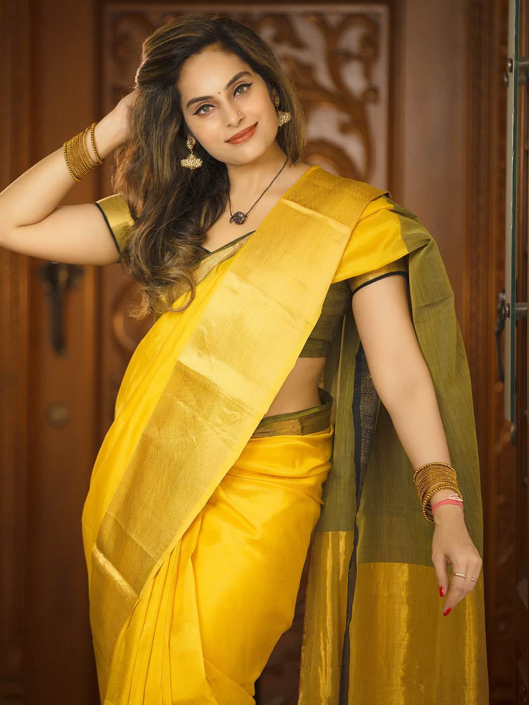 Maroon Multi-Colored Hand Tie Dye Cotton Saree with Golden Lace Detail