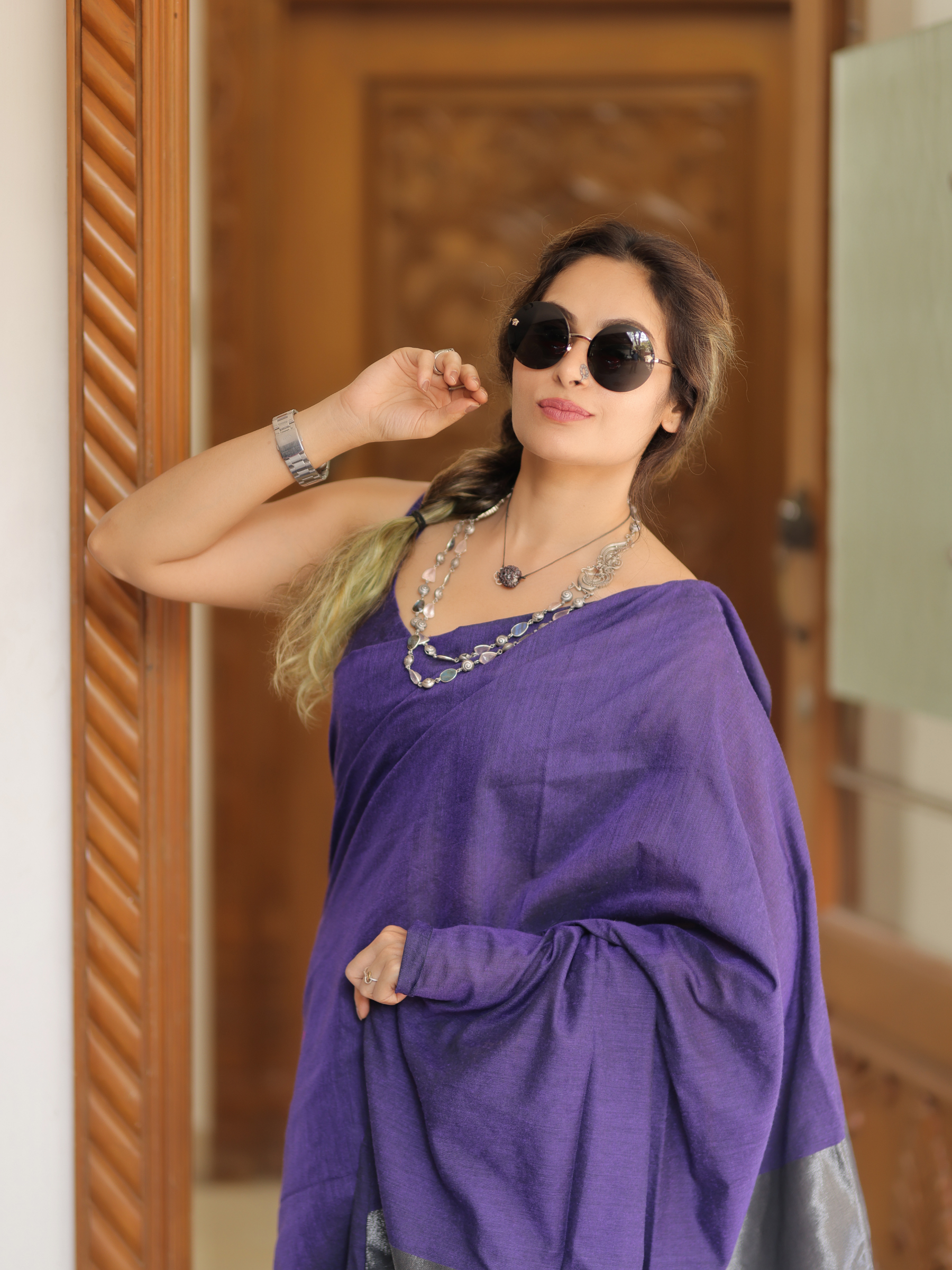 Lavender Luxe (Handwoven Cotton Tissue Saree + Unstitched Blouse Piece)