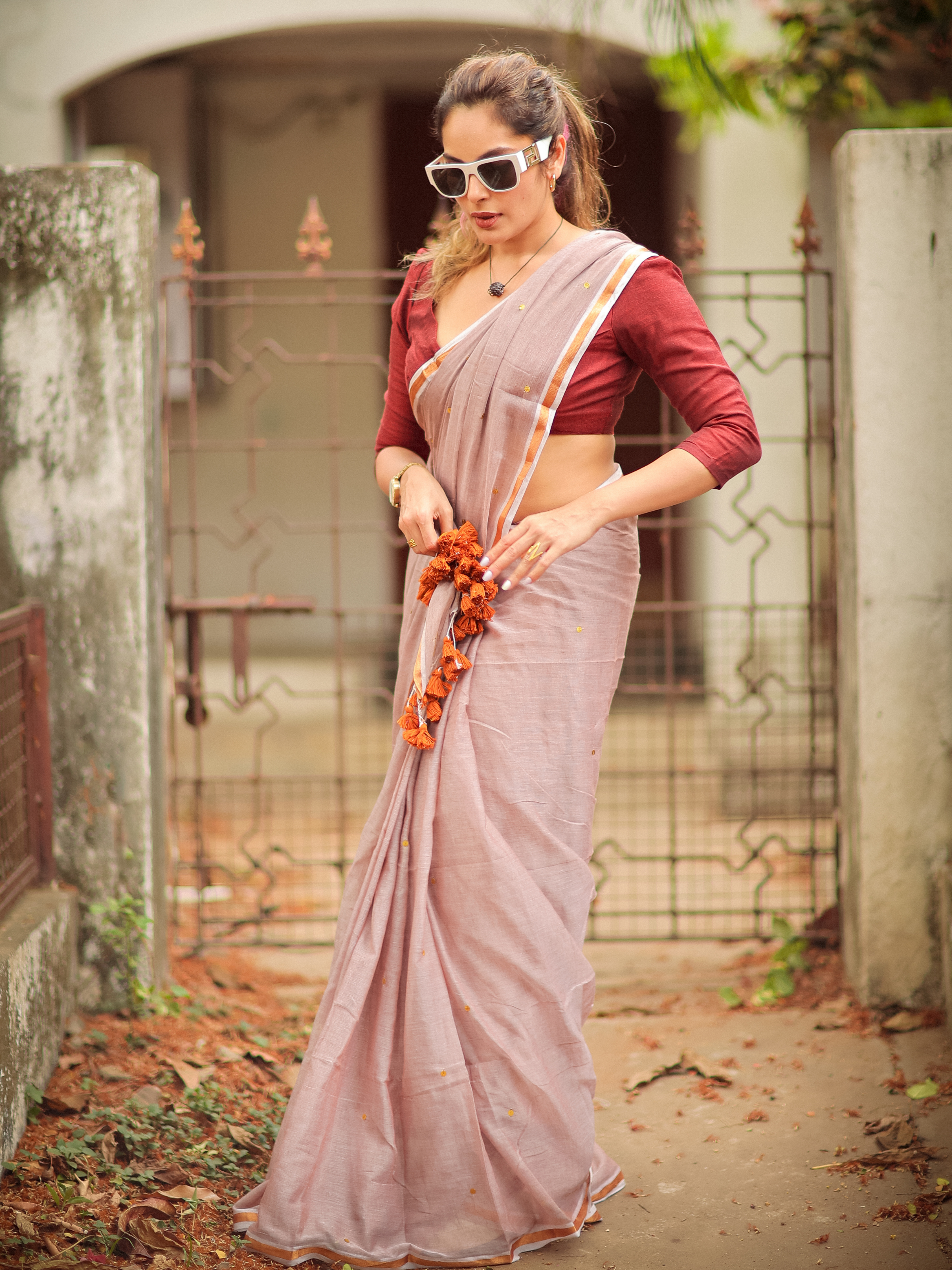 Sweet Sparrow (Pure Mul Cotton Saree)