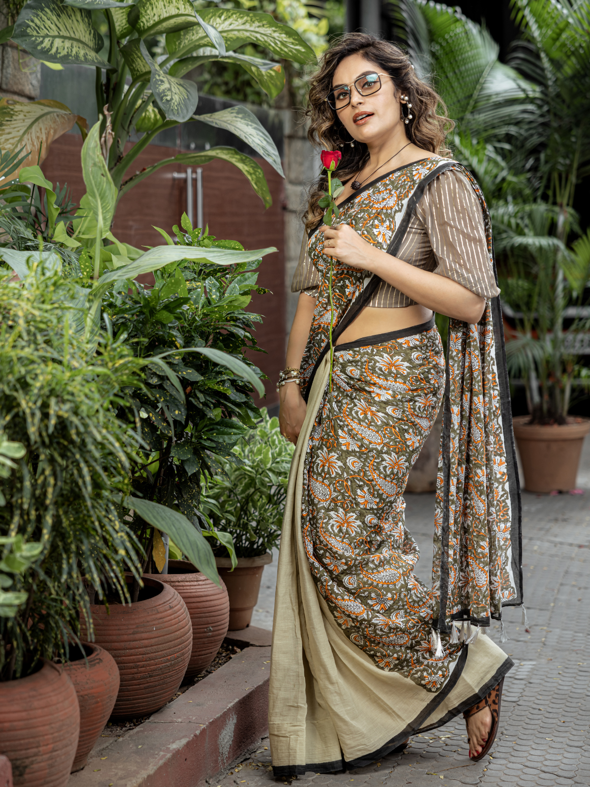 Kalamkari Half Way Through (Pure Mul Cotton Saree)