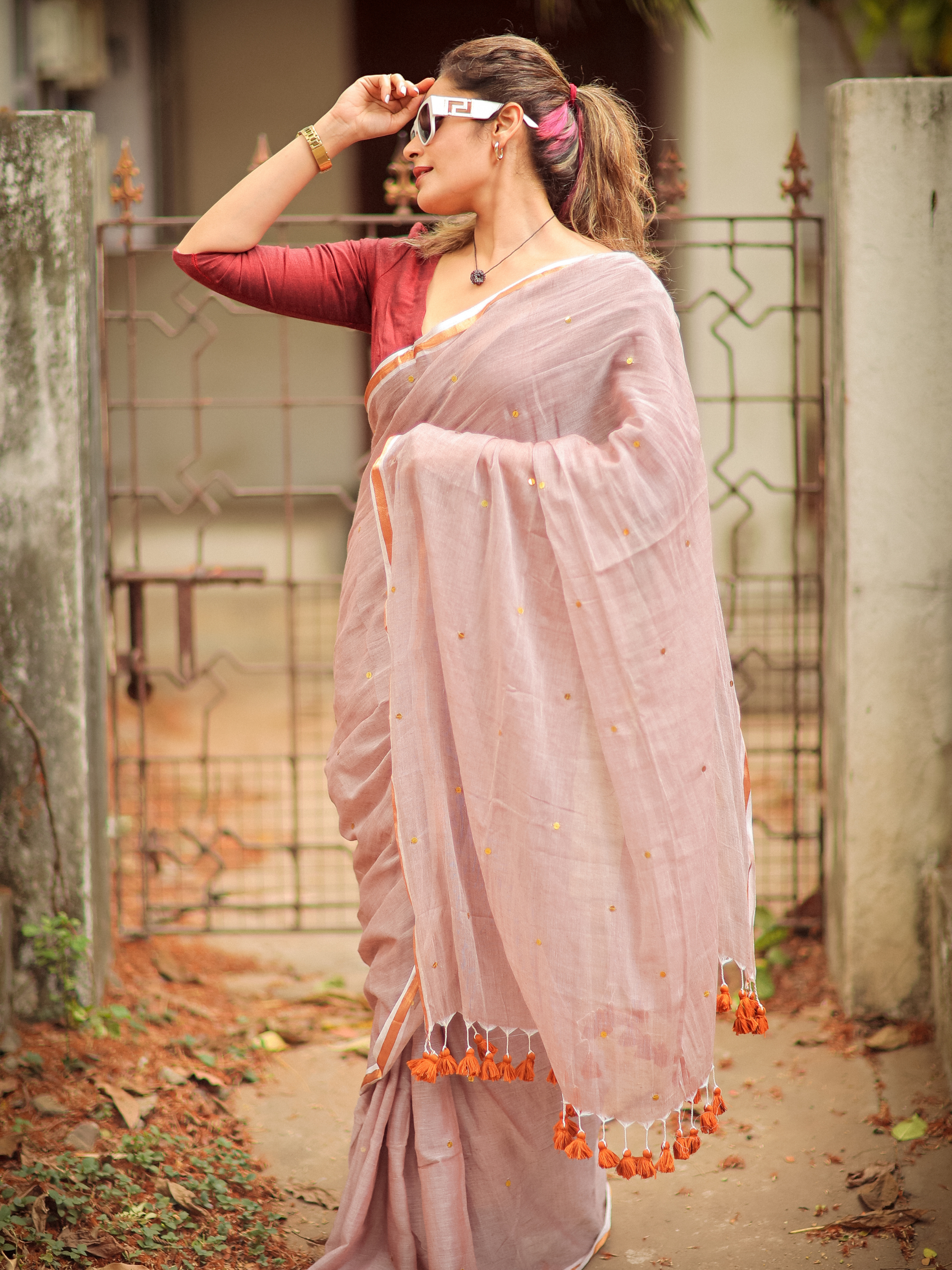 Sweet Sparrow (Pure Mul Cotton Saree)