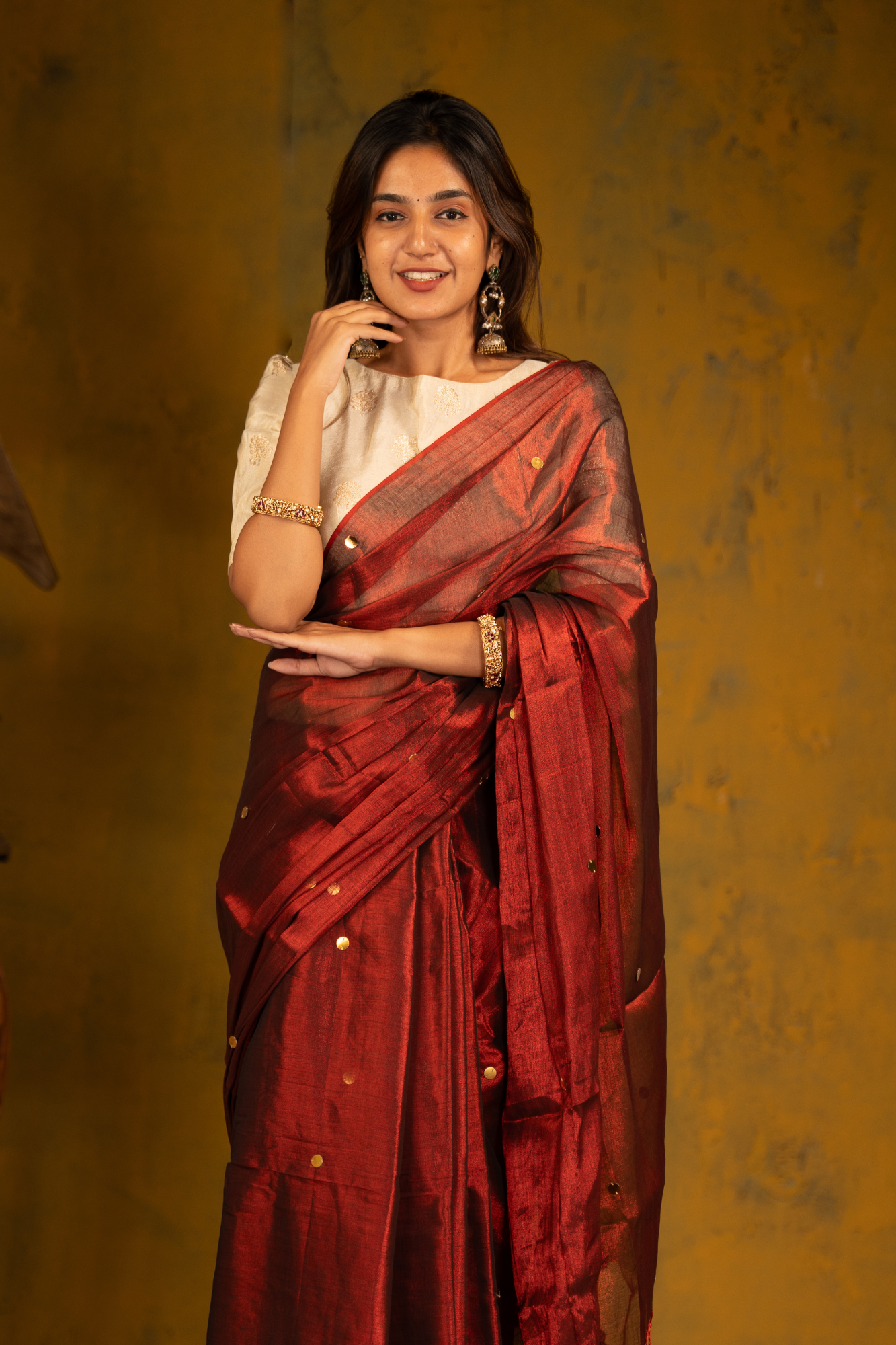 Crimson Flame (Tissue Mul Cotton Saree)