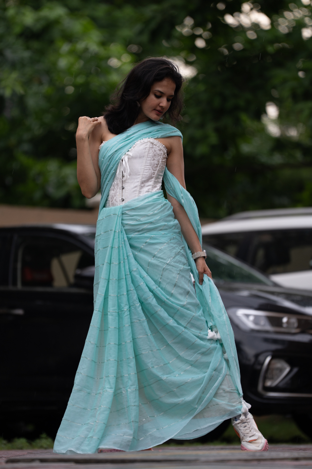 The Horizon (Mul Mul Cotton Saree)