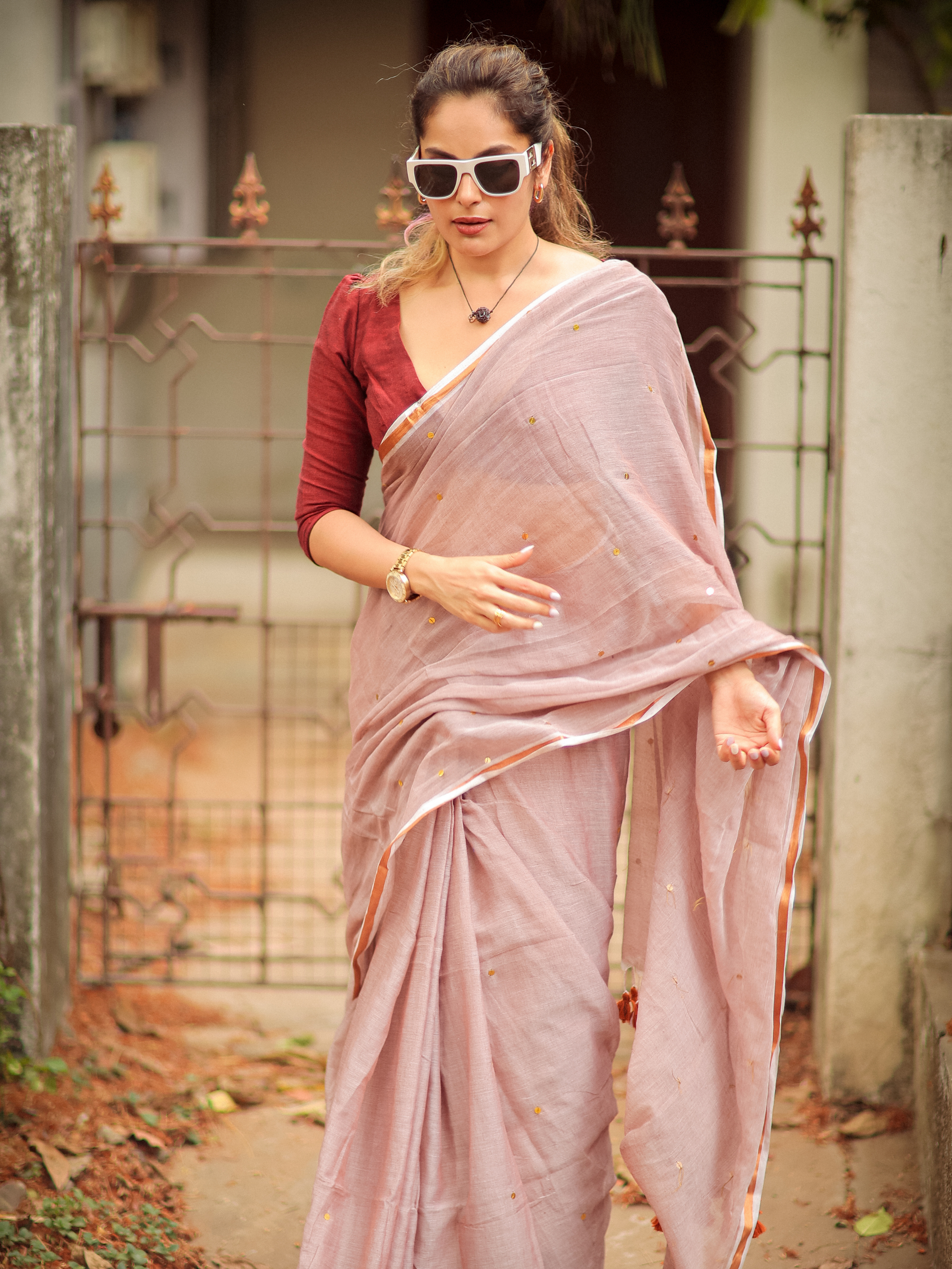 Sweet Sparrow (Pure Mul Cotton Saree)