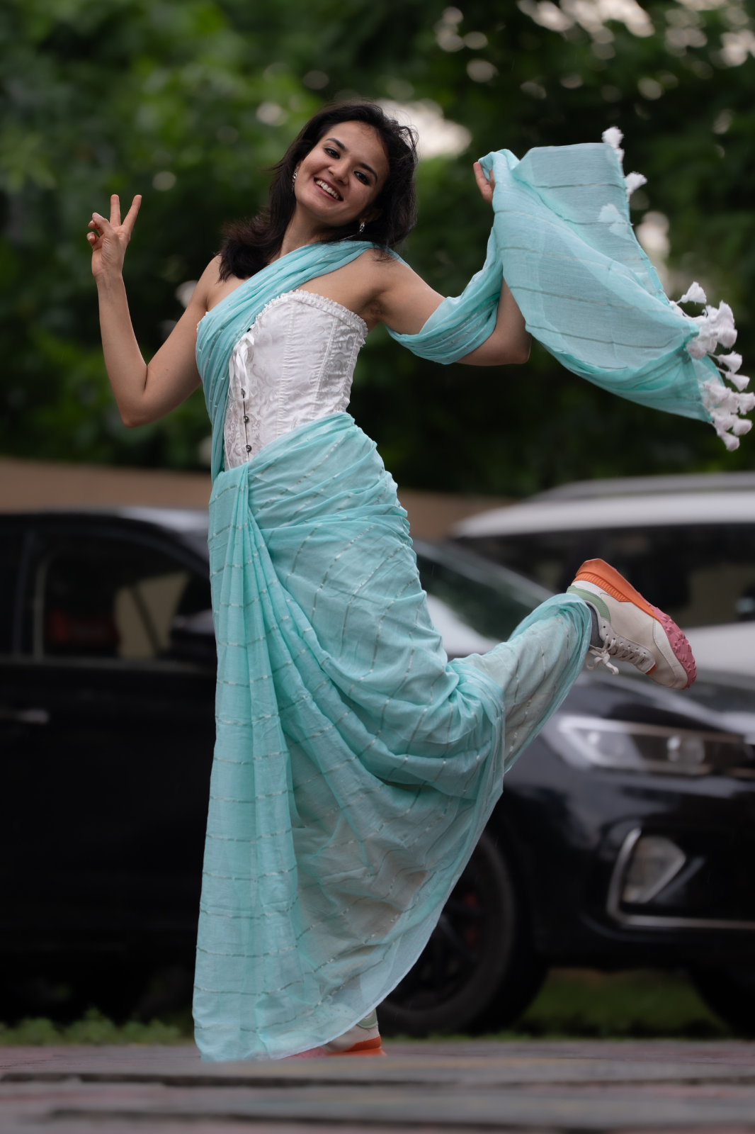 The Horizon (Mul Mul Cotton Saree)