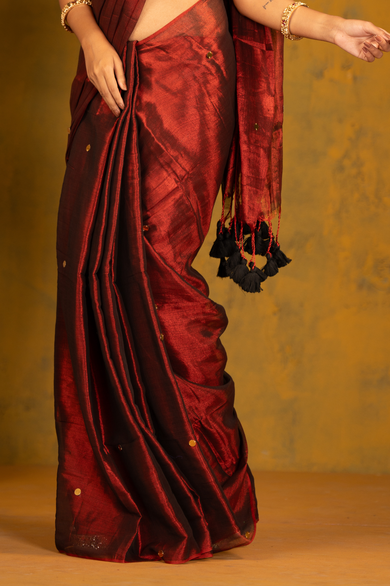 Crimson Flame (Tissue Mul Cotton Saree)