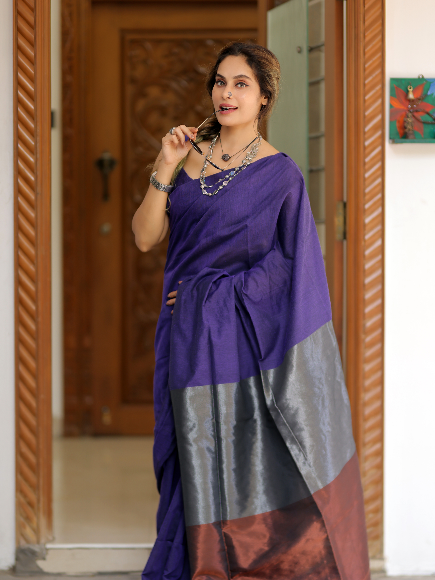 Lavender Luxe (Handwoven Cotton Tissue Saree + Unstitched Blouse Piece)