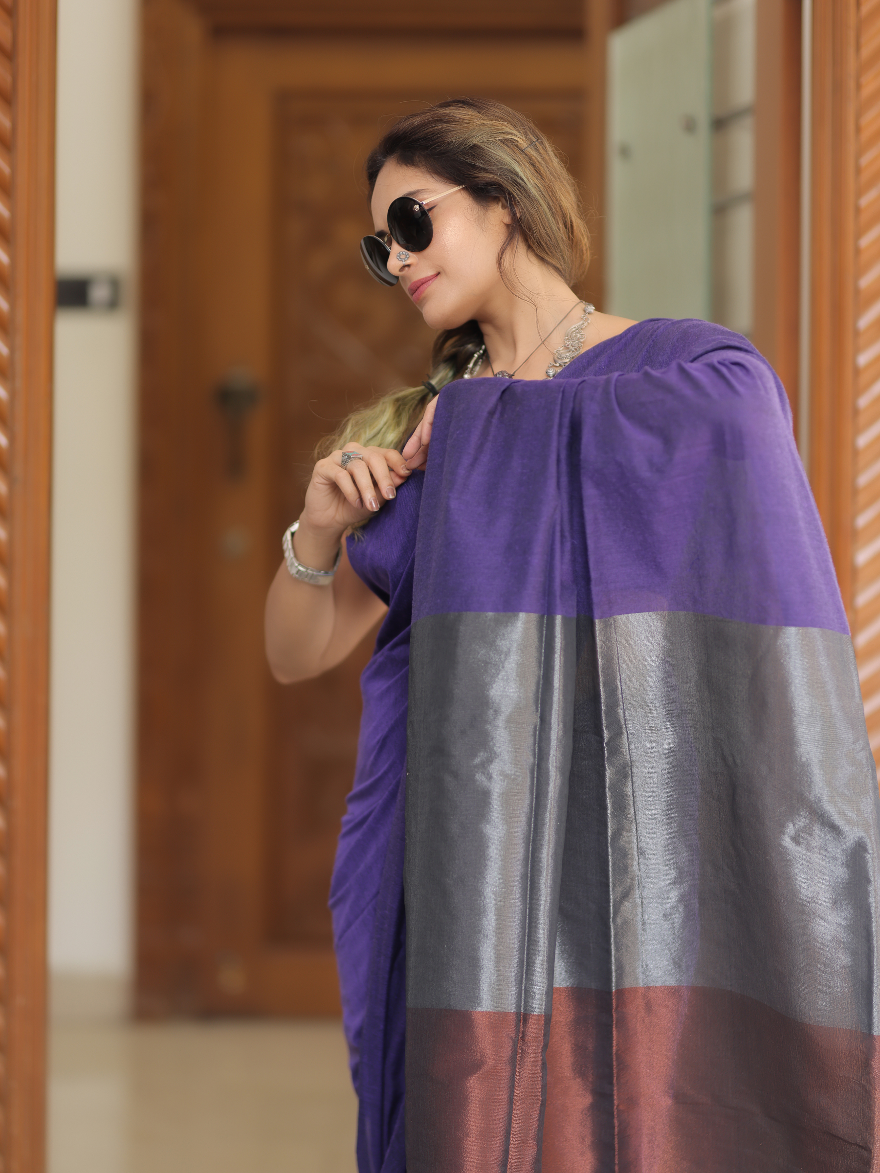 Lavender Luxe (Handwoven Cotton Tissue Saree + Unstitched Blouse Piece)