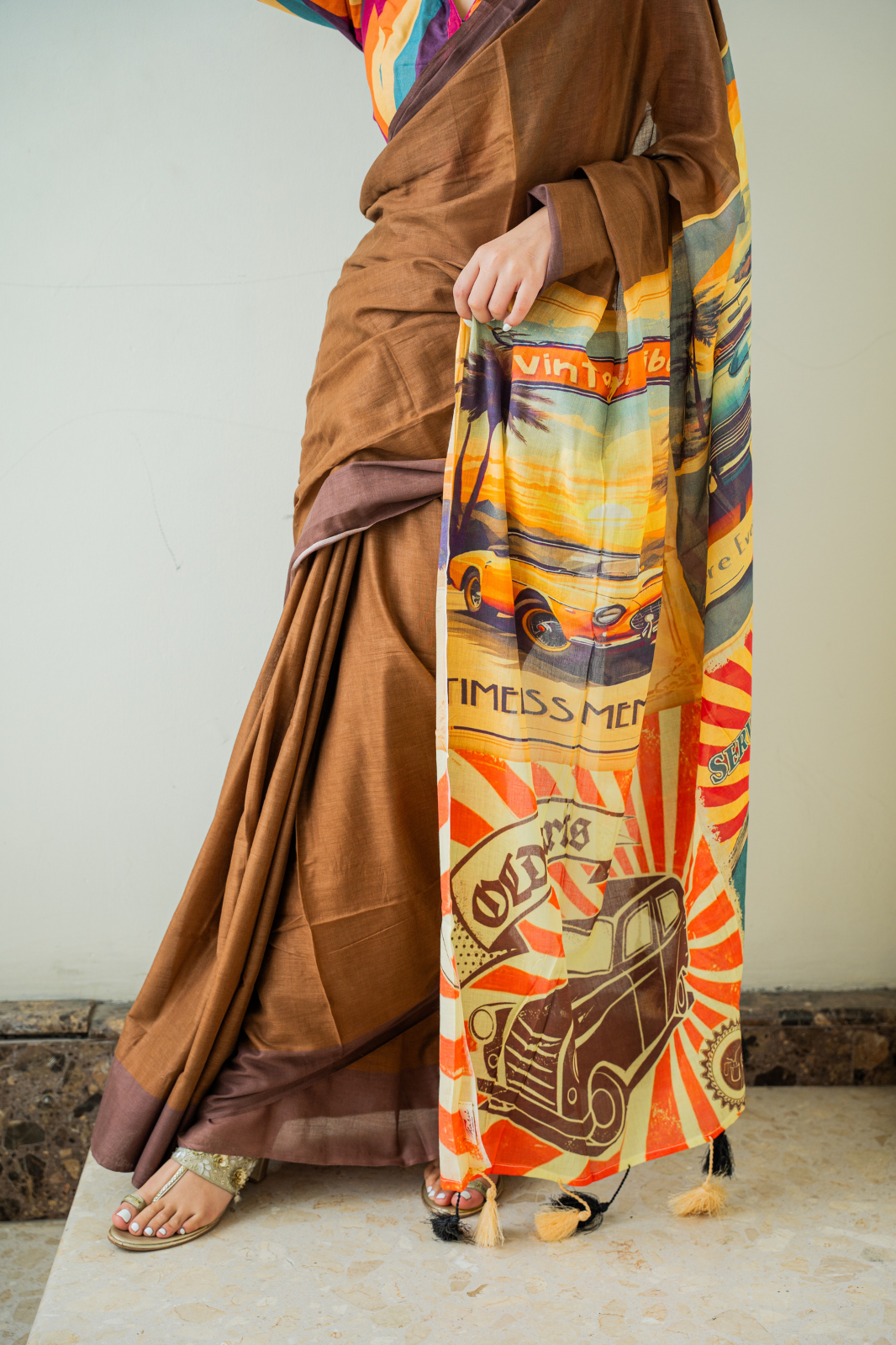Retro Ride Pop (Mul Cotton Saree)