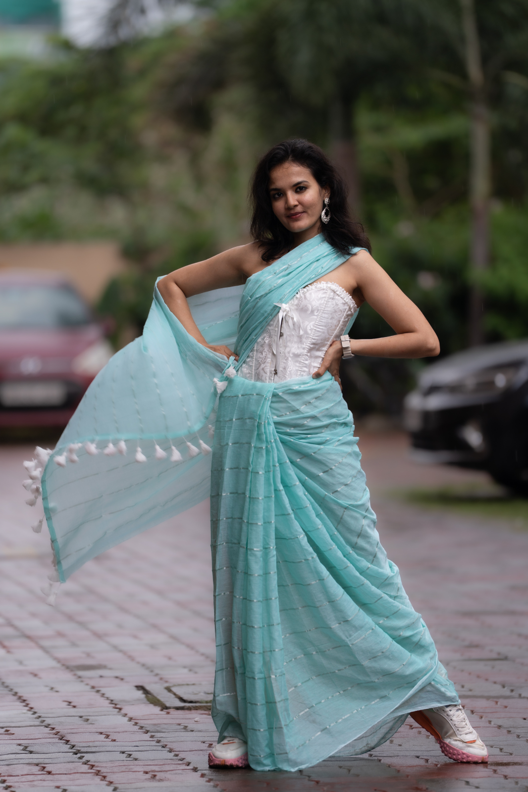 The Horizon (Mul Mul Cotton Saree)
