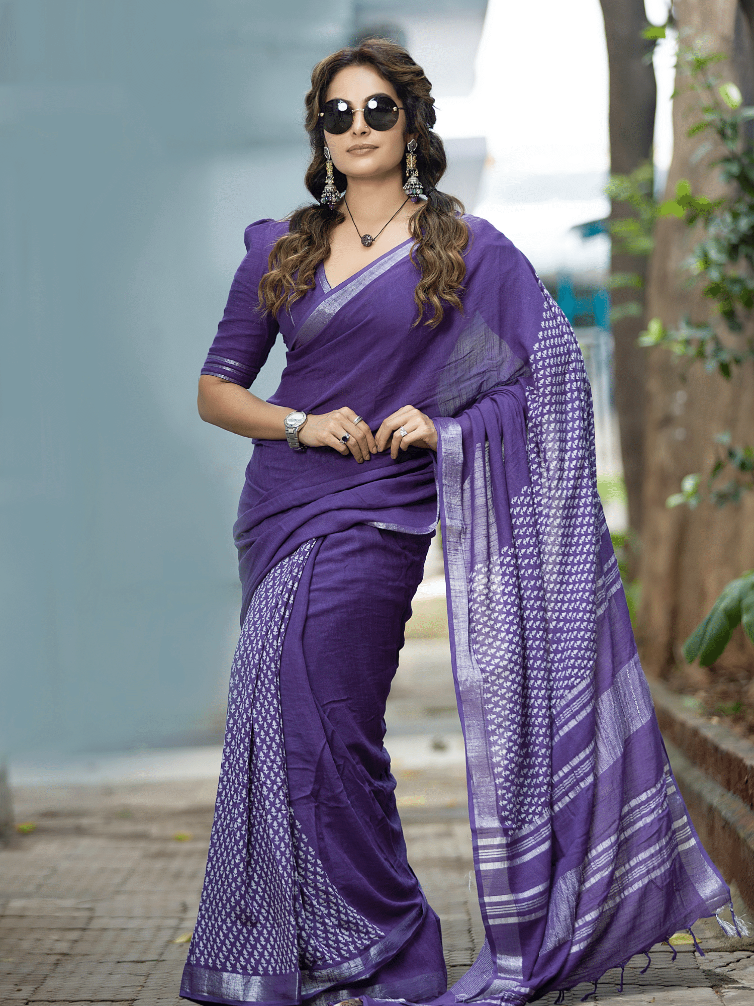 Laxmipati Jamun 7917 Mauve Silk Chiffon Saree – Sanskar Sarees