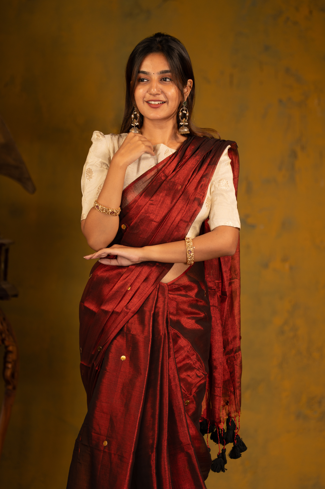 Crimson Flame (Tissue Mul Cotton Saree)