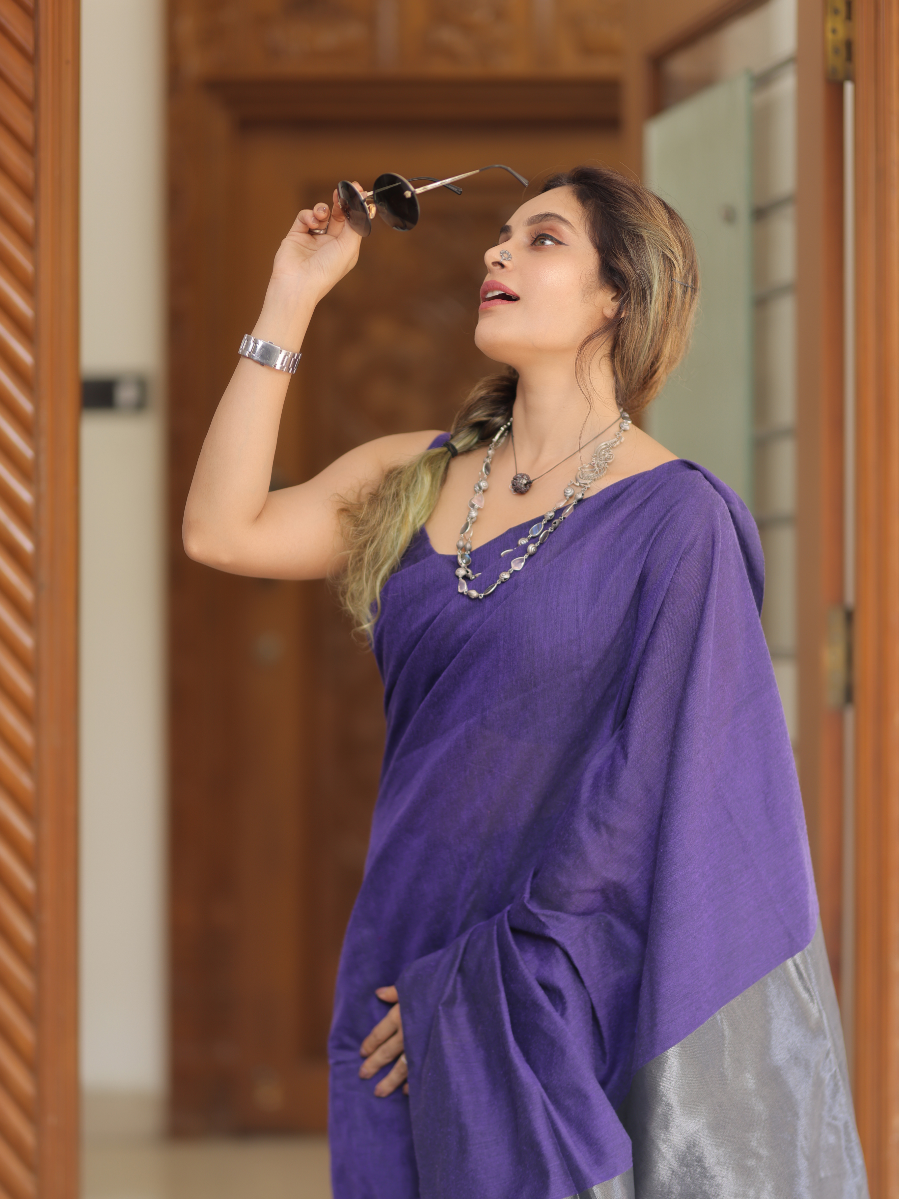 Lavender Luxe (Handwoven Cotton Tissue Saree + Unstitched Blouse Piece)