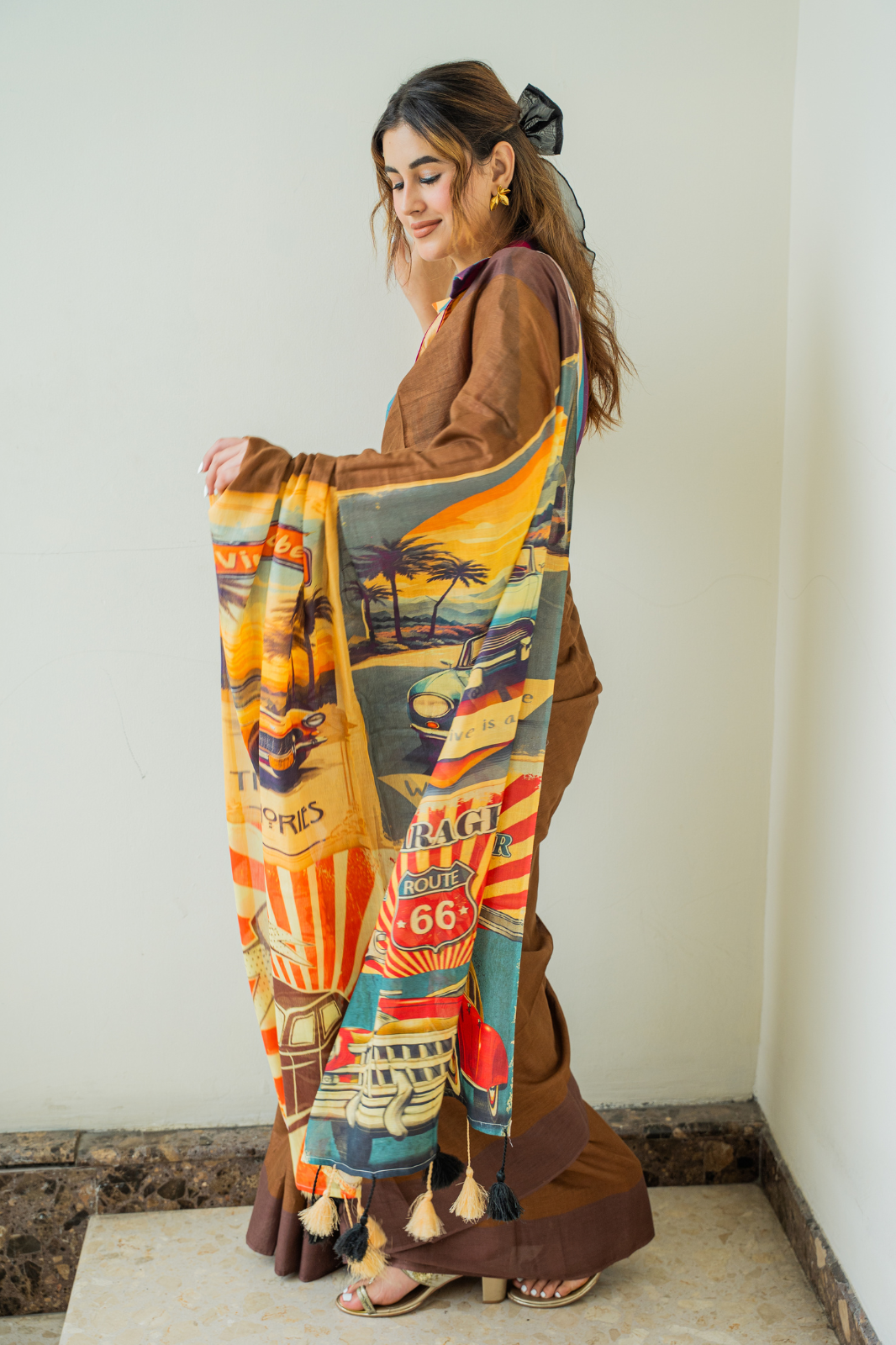 Retro Ride Pop (Mul Cotton Saree)