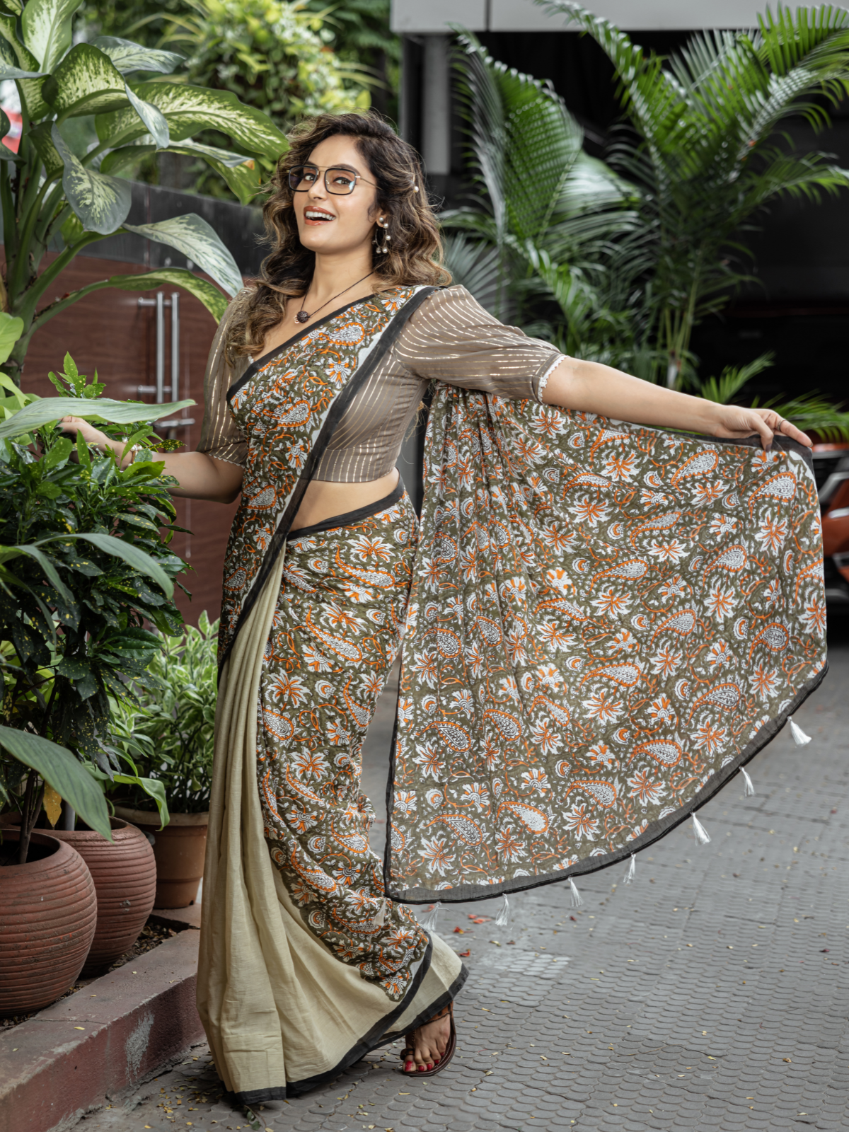 Kalamkari Half Way Through (Pure Mul Cotton Saree)