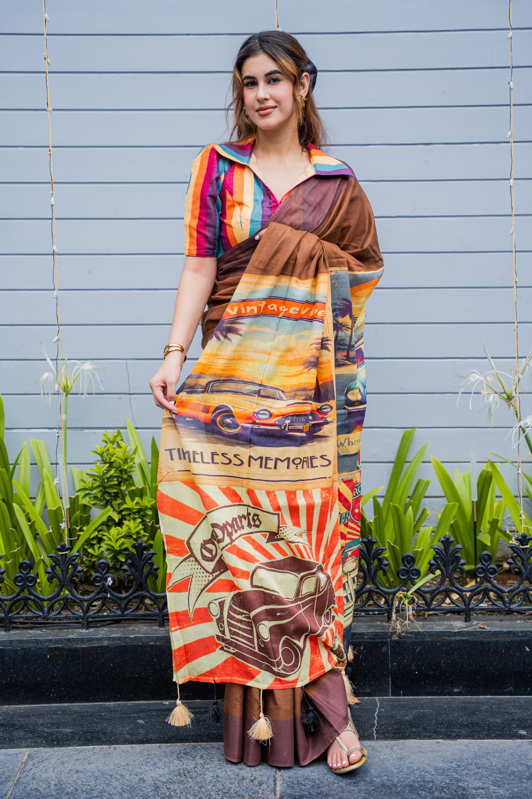 Retro Ride Pop (Mul Cotton Saree)