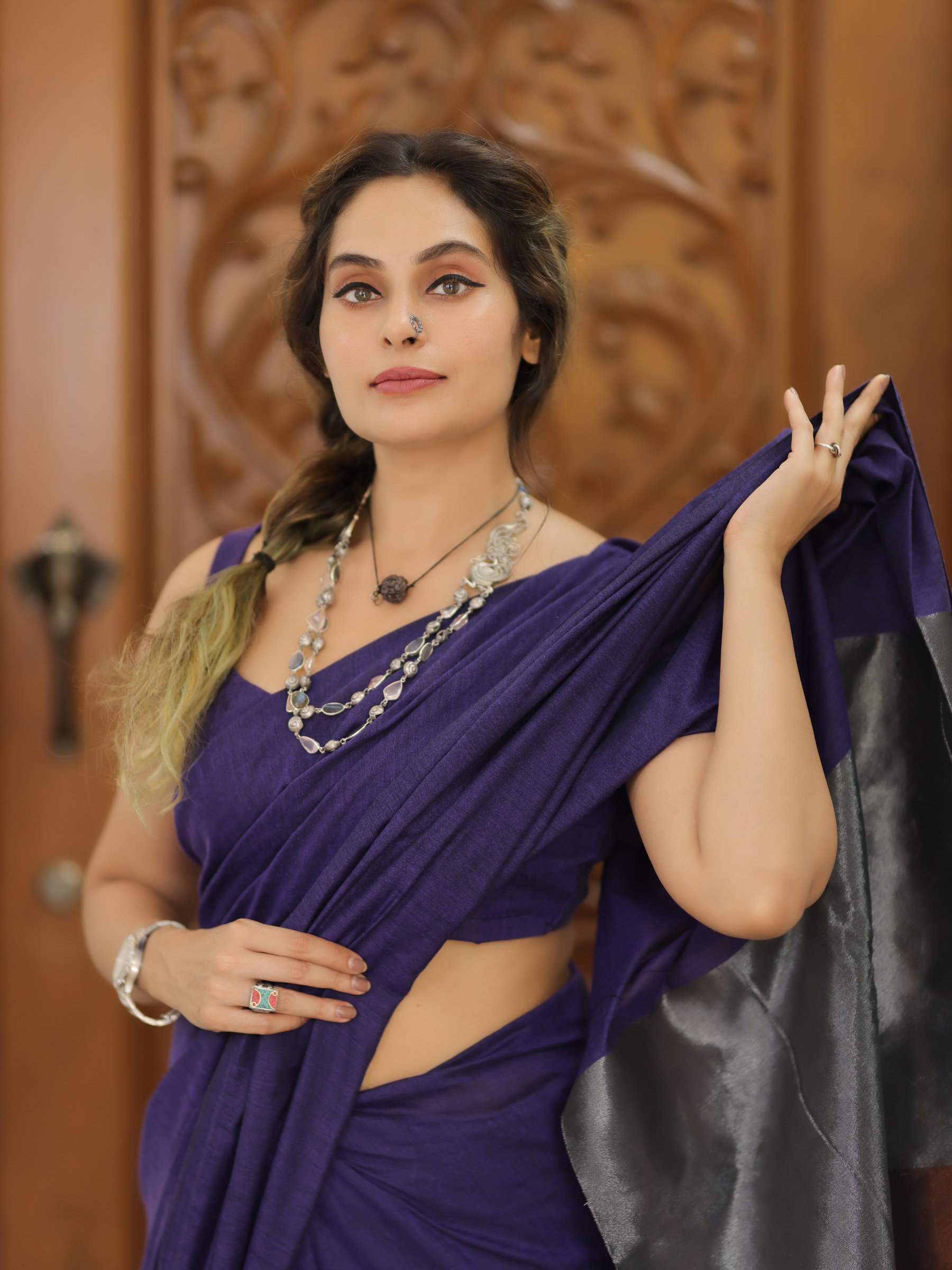 Lavender Luxe (Handwoven Cotton Tissue Saree + Unstitched Blouse Piece)