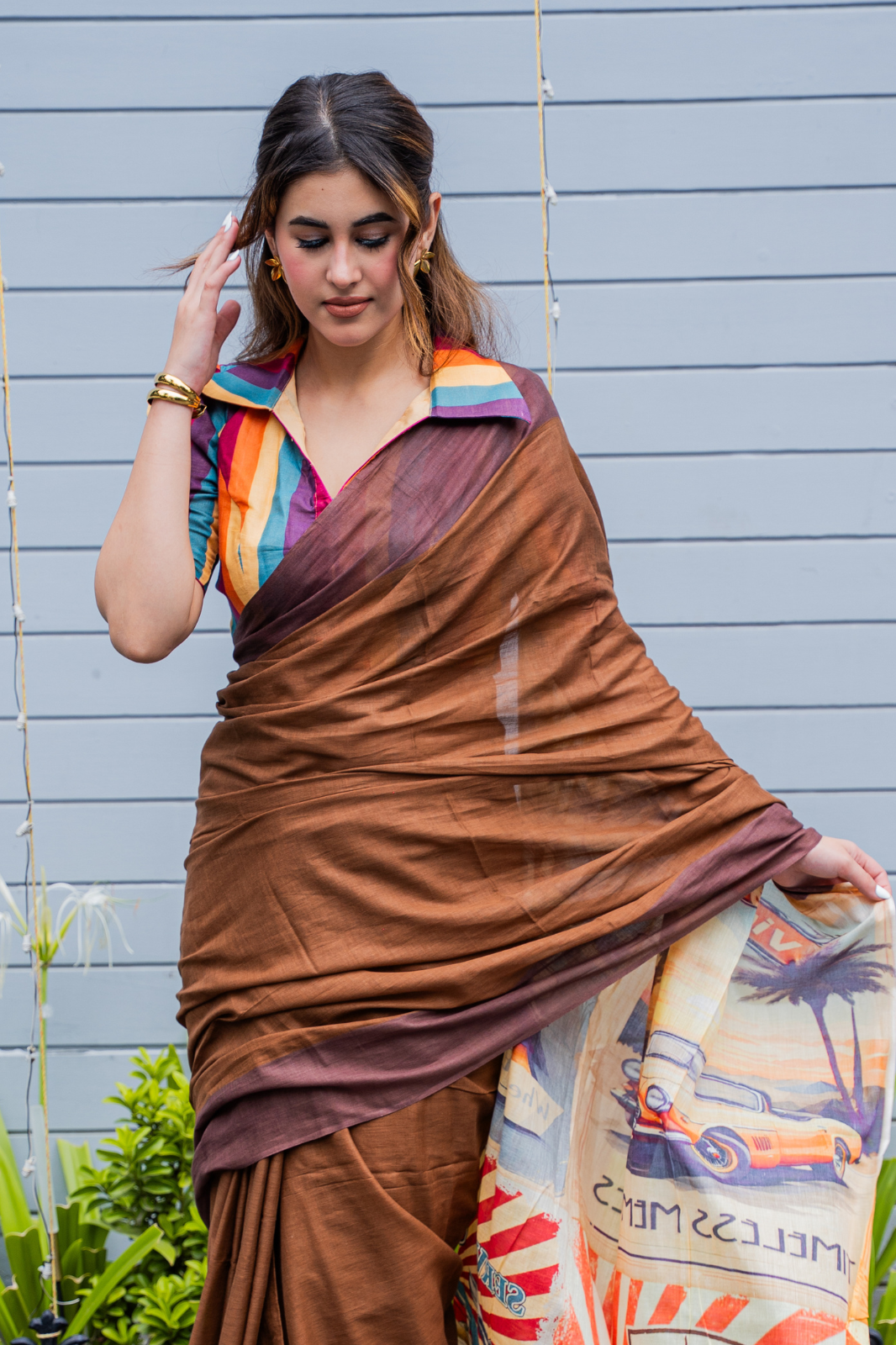 Retro Ride Pop (Mul Cotton Saree)