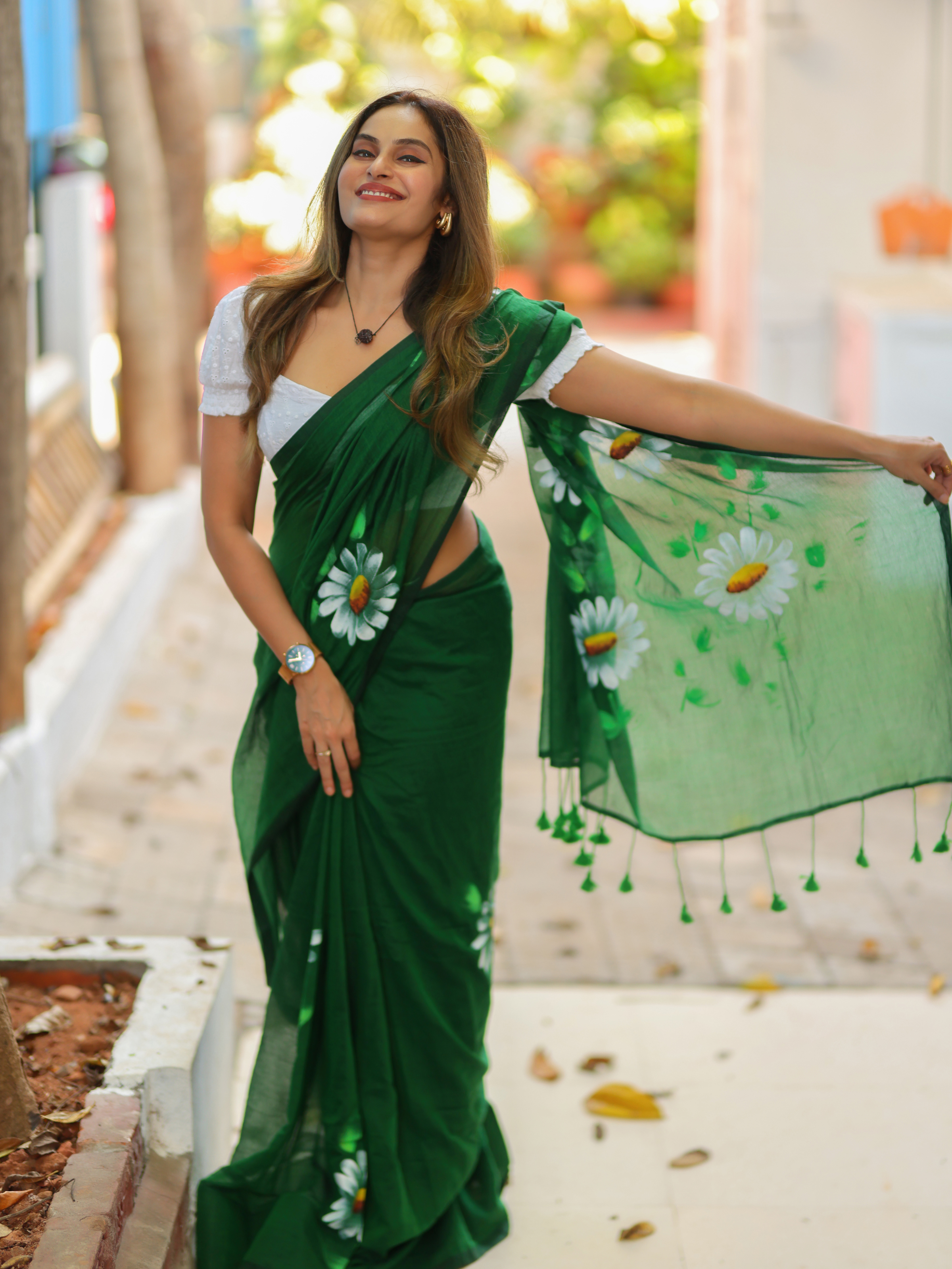 Green Chilli Lassi (Pure Mul Cotton Saree)