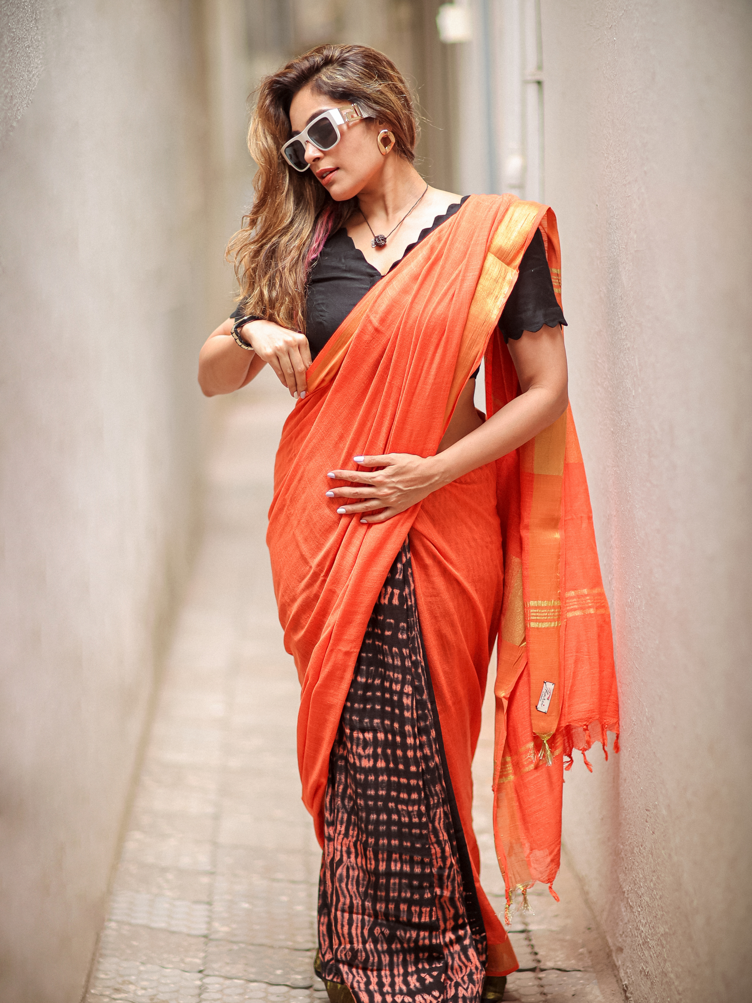 Gajar Halwa (Soft Linen Saree)