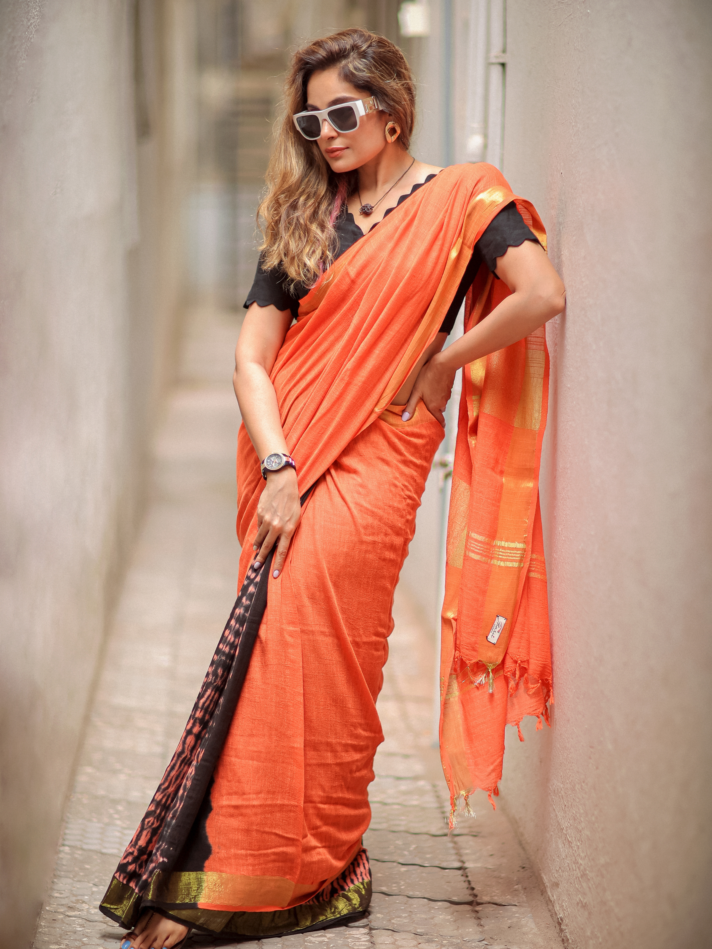 Gajar Halwa (Soft Linen Saree)