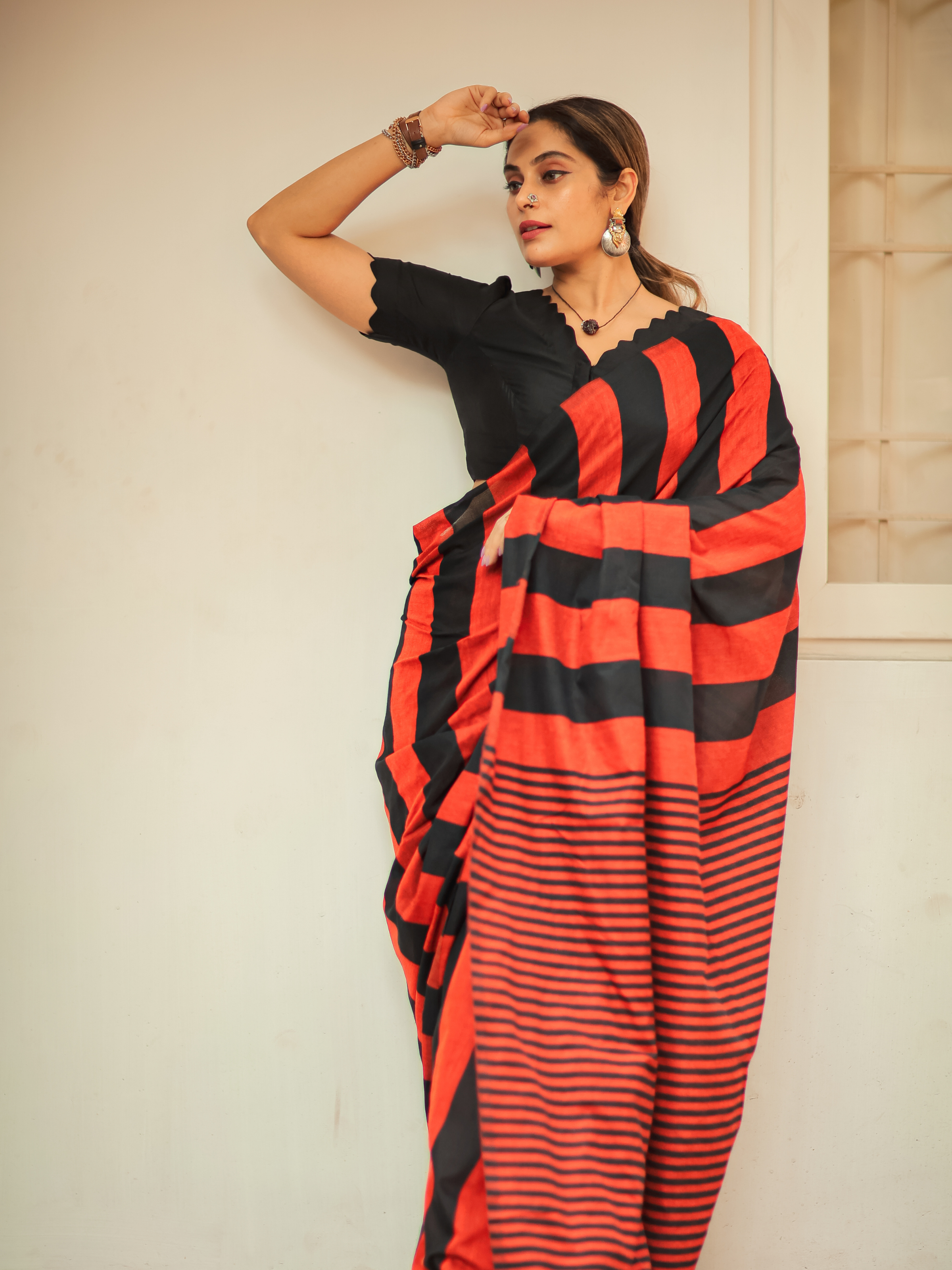 Power Persona (Pure Cotton Saree With Stripes)