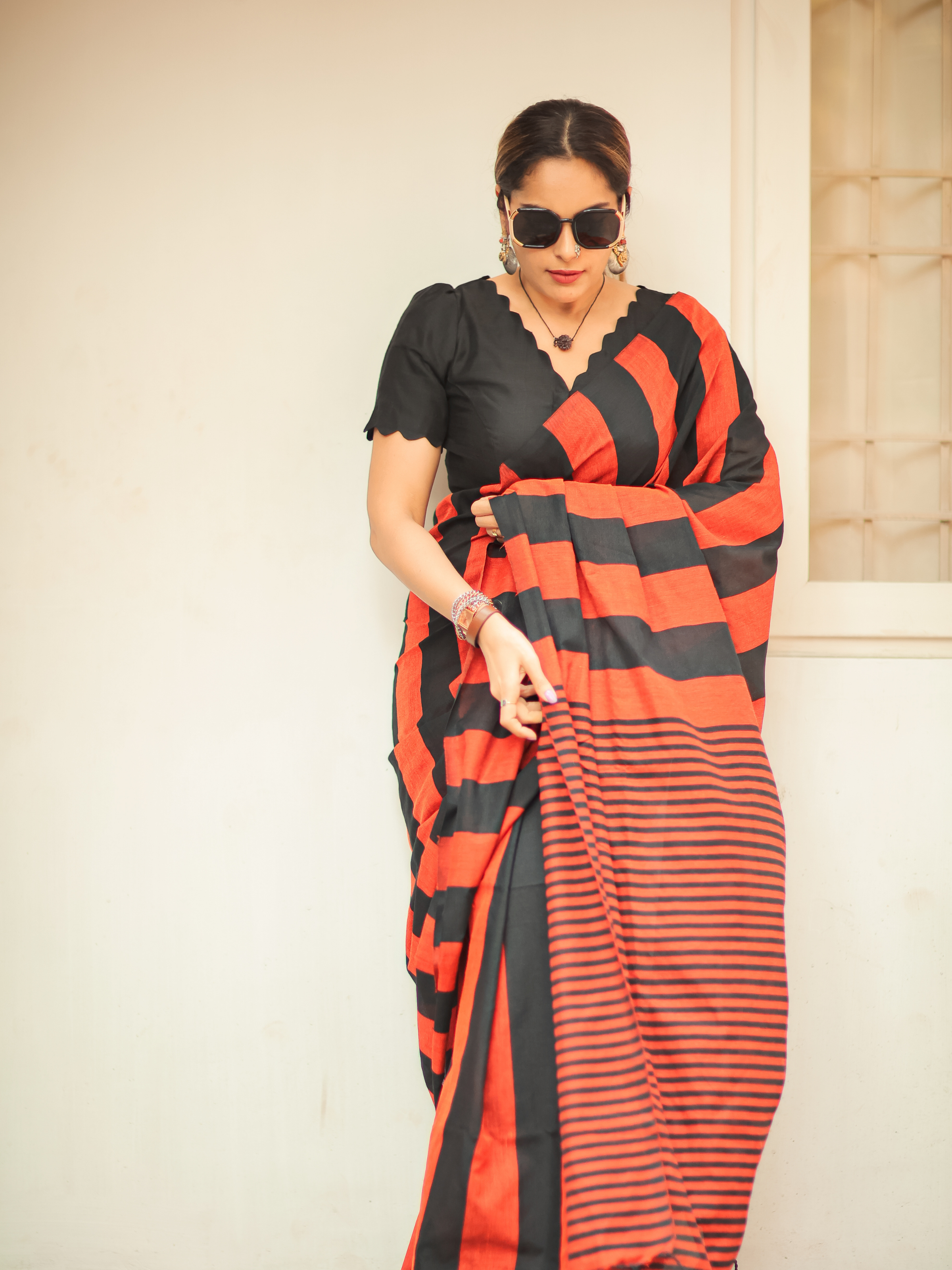 Power Persona (Pure Cotton Saree With Stripes)