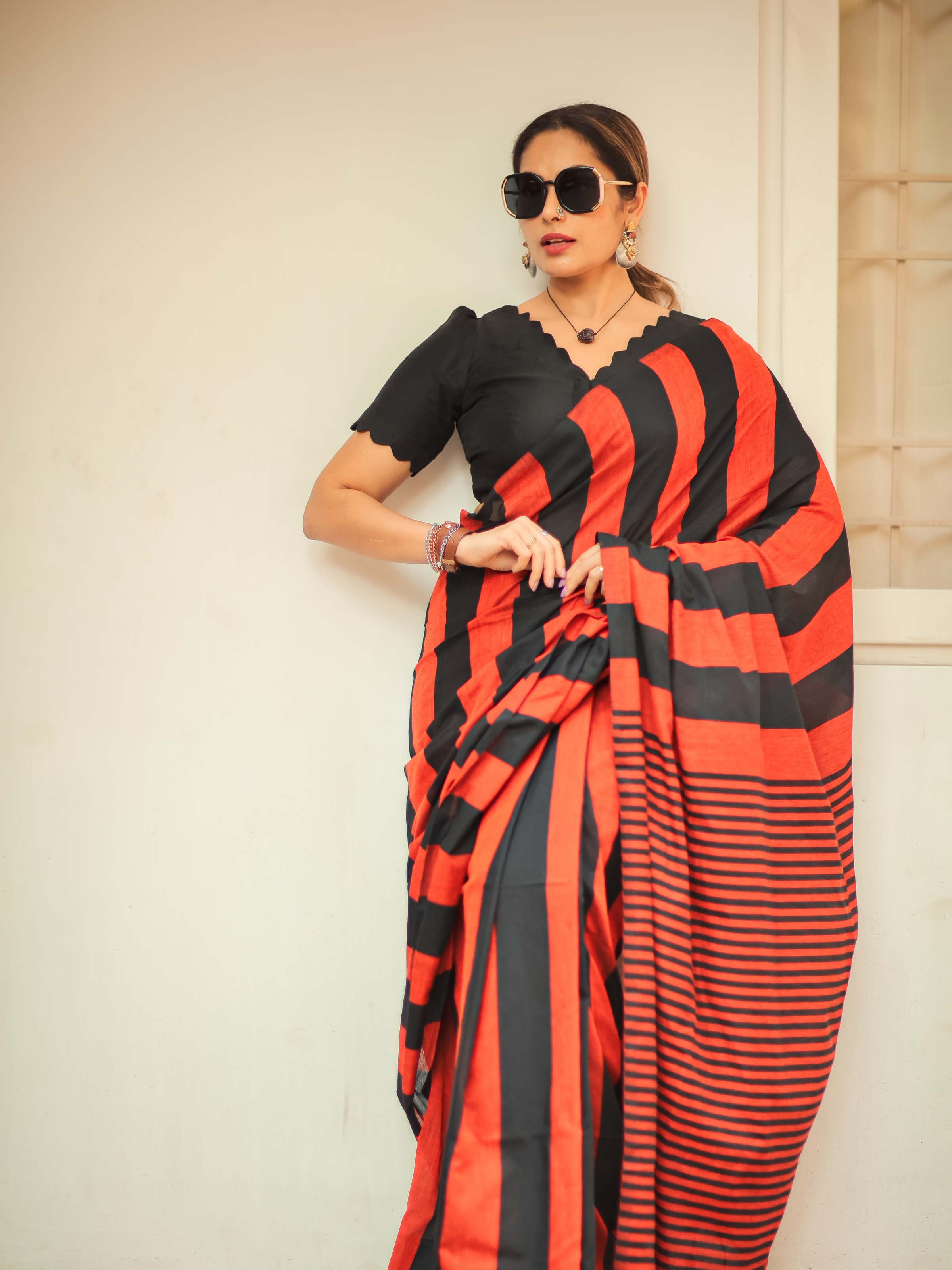 Power Persona (Pure Cotton Saree With Stripes)