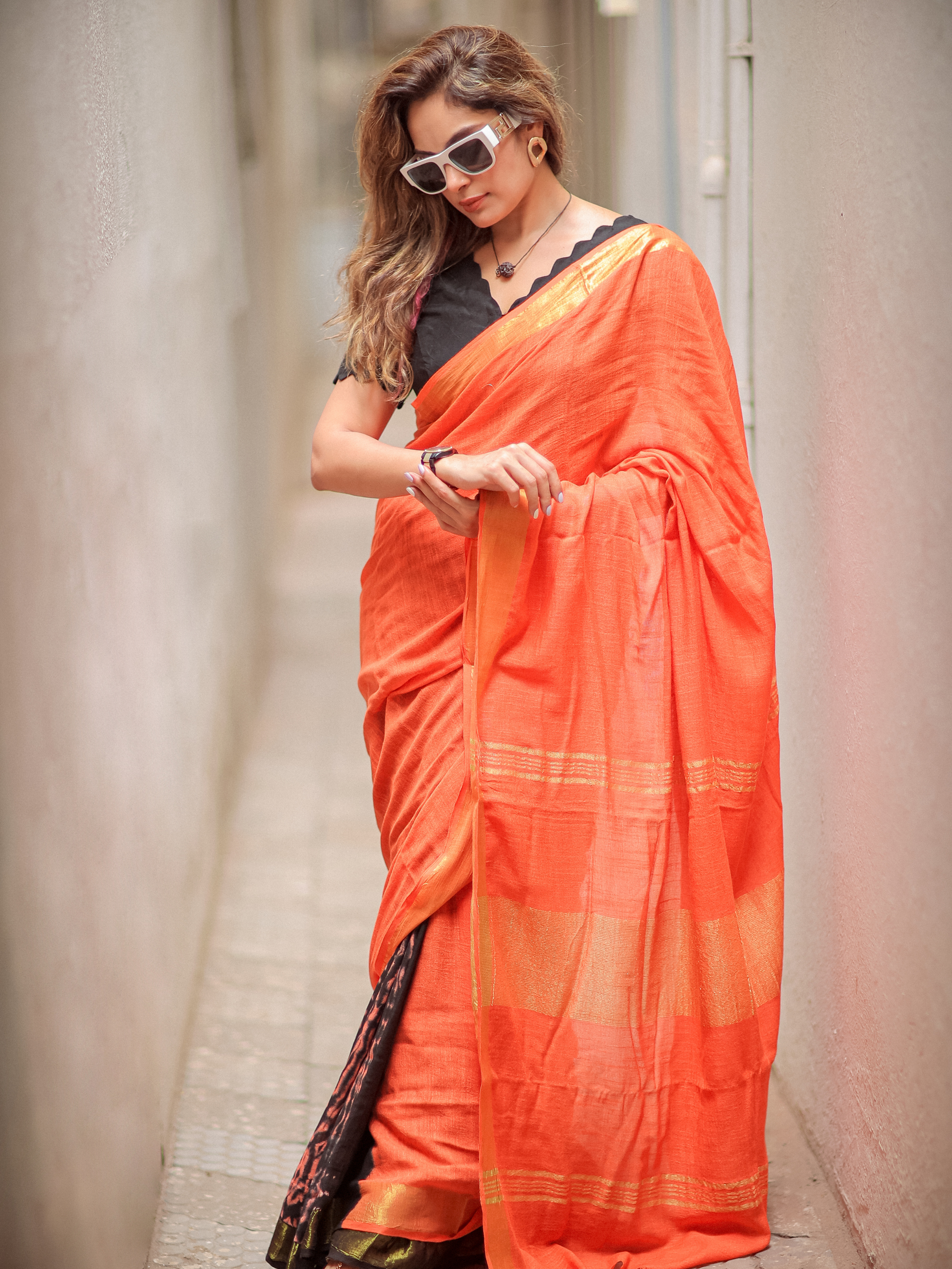 Gajar Halwa (Soft Linen Saree)