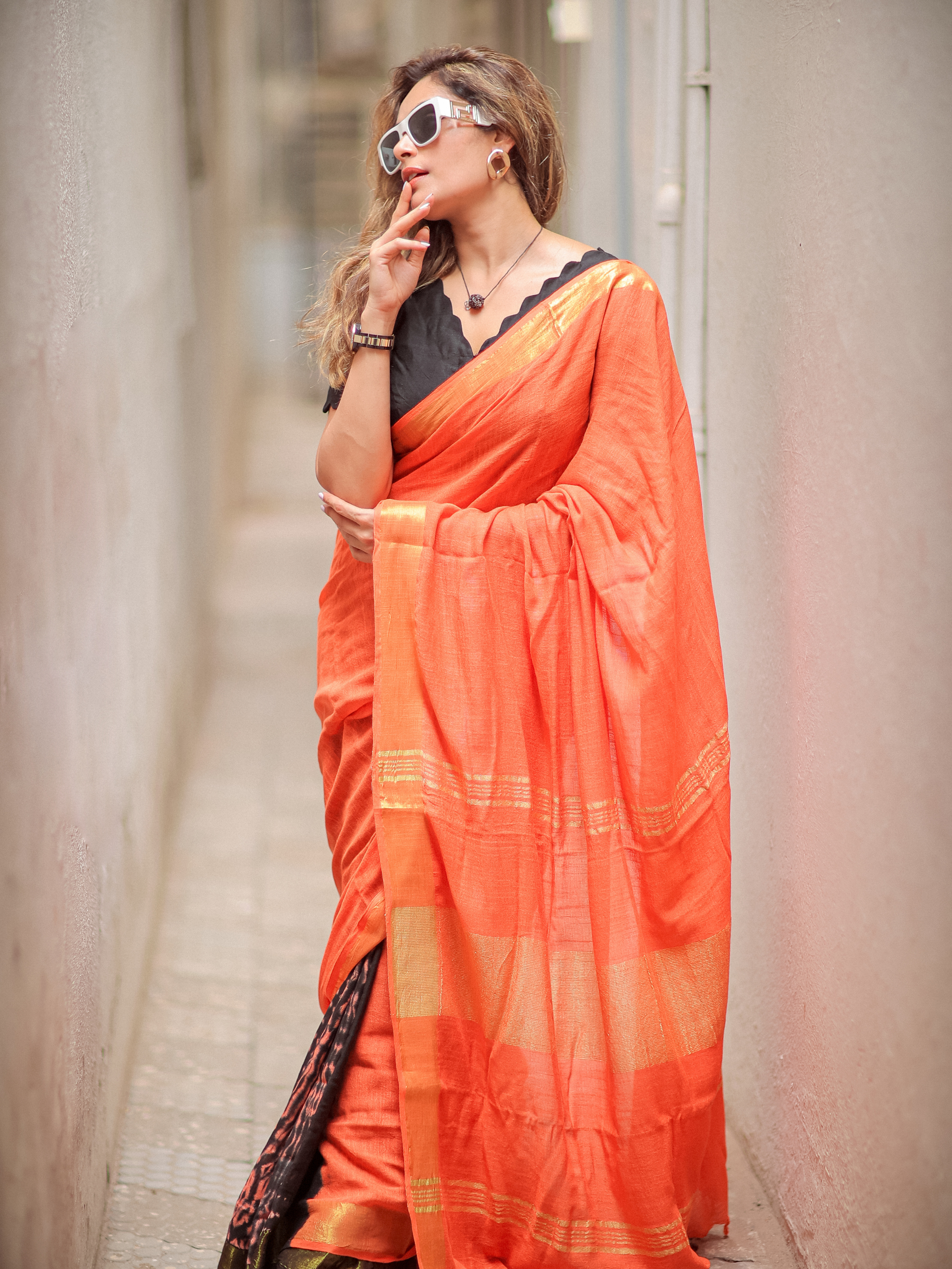 Gajar Halwa (Soft Linen Saree)