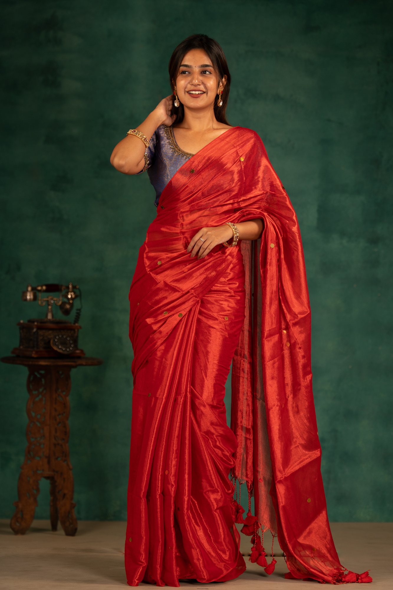 Ruby Radiance (Tissue Mul Cotton Saree)