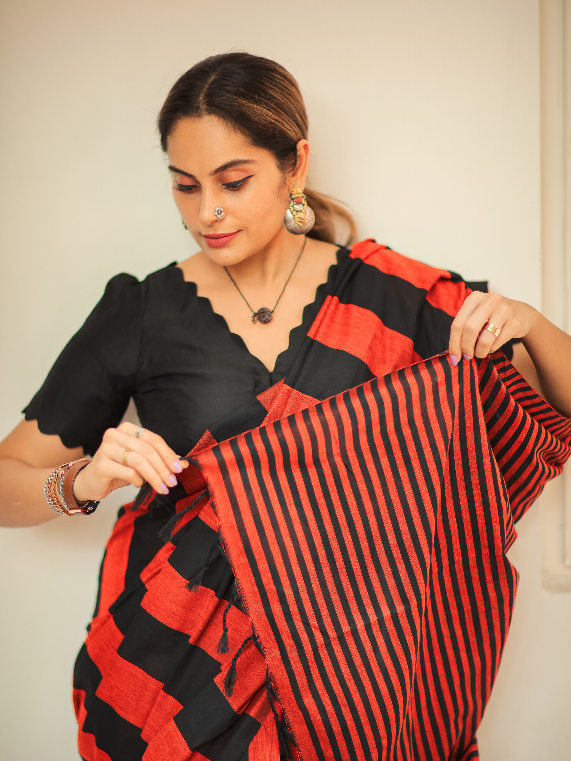 Power Persona (Pure Cotton Saree With Stripes)