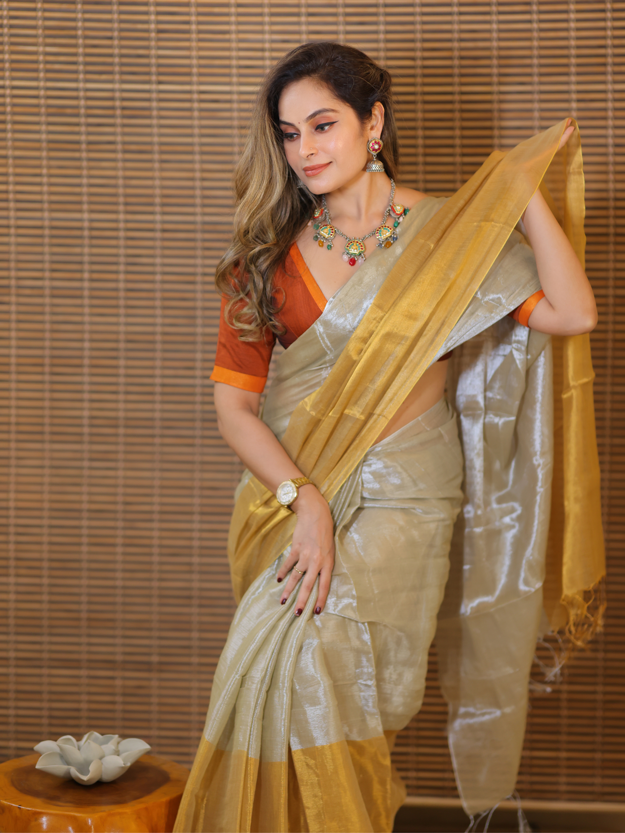 Swarna Bhagya (Tissue Mul Saree)