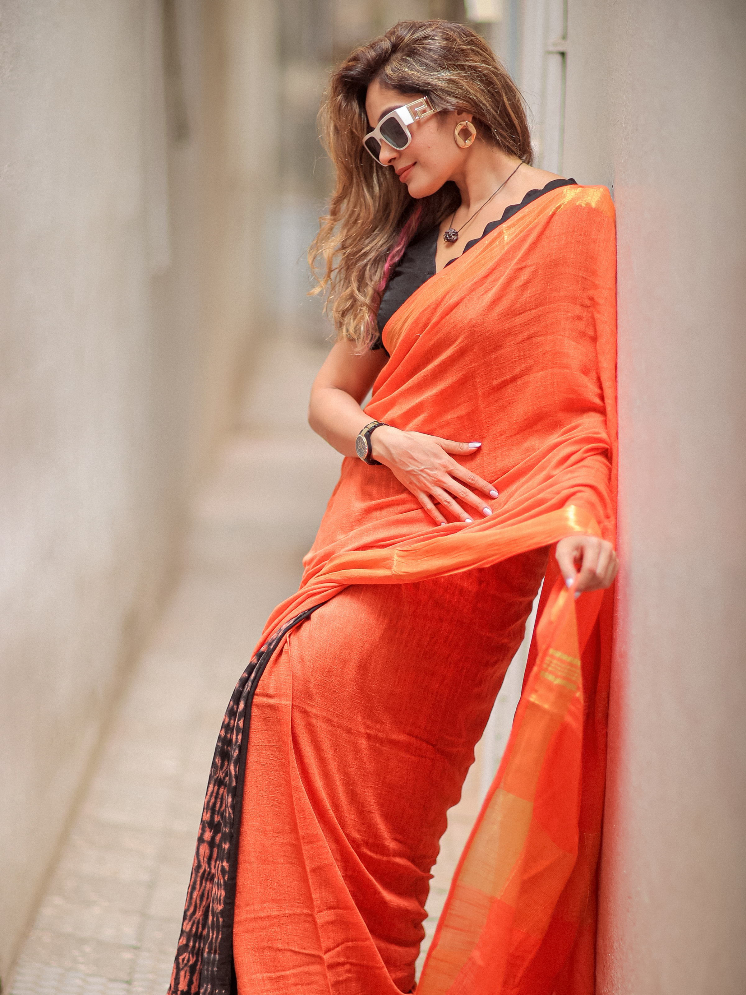 Gajar Halwa (Soft Linen Saree)