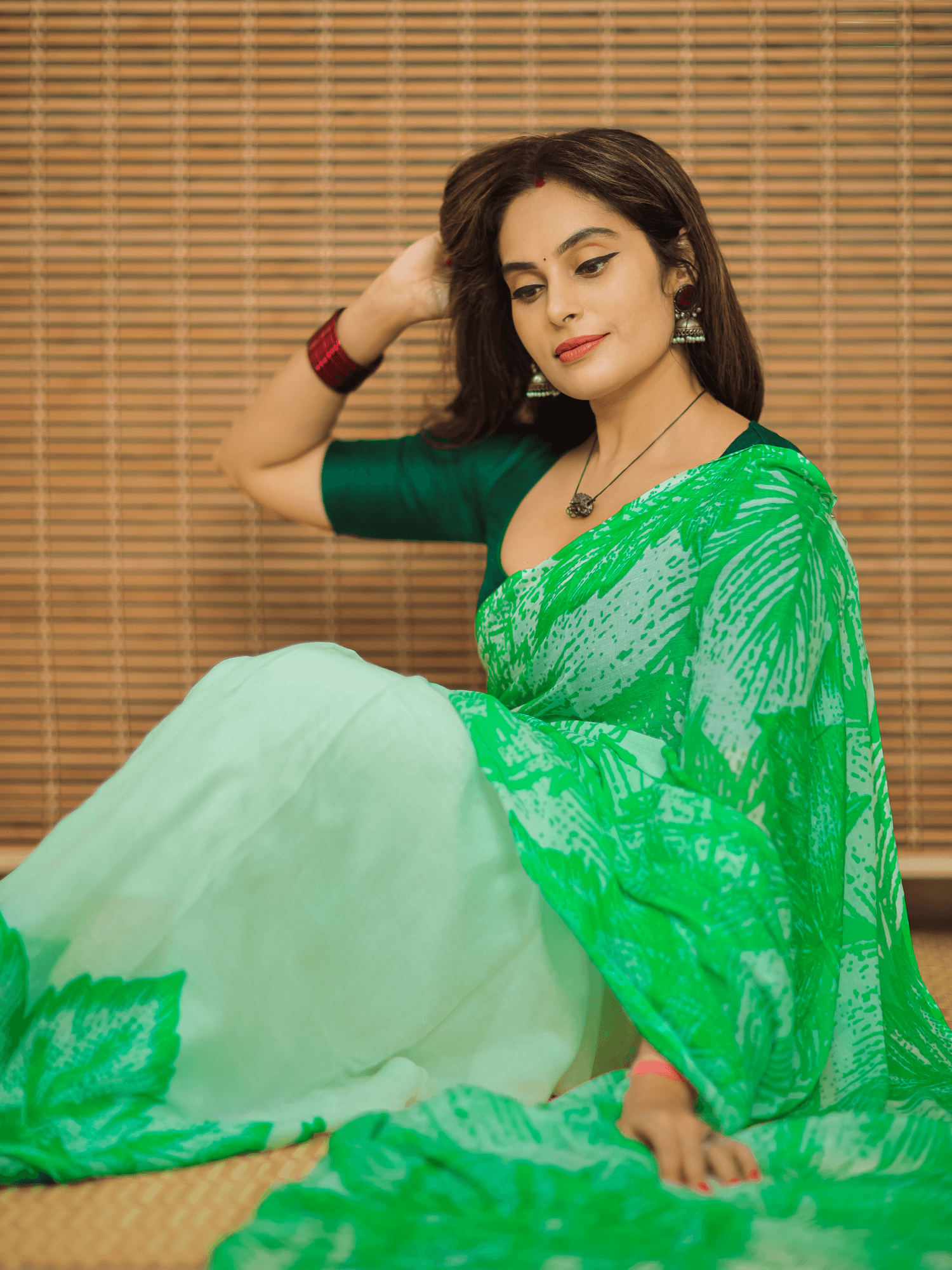 Leafy Emeralds (Pure Mul Cotton Saree)