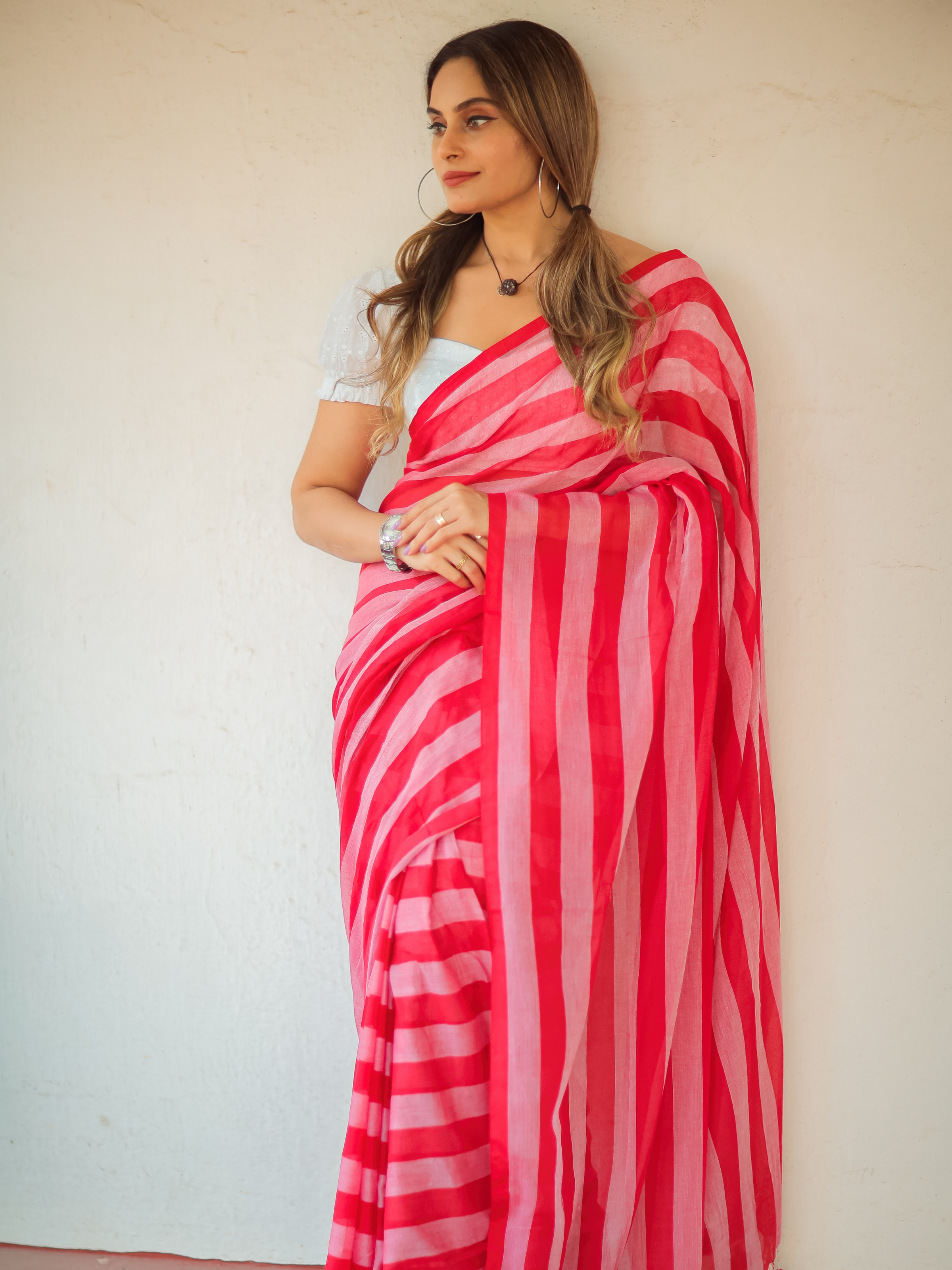 Scarlet Sync (Pure Mul Cotton Saree)